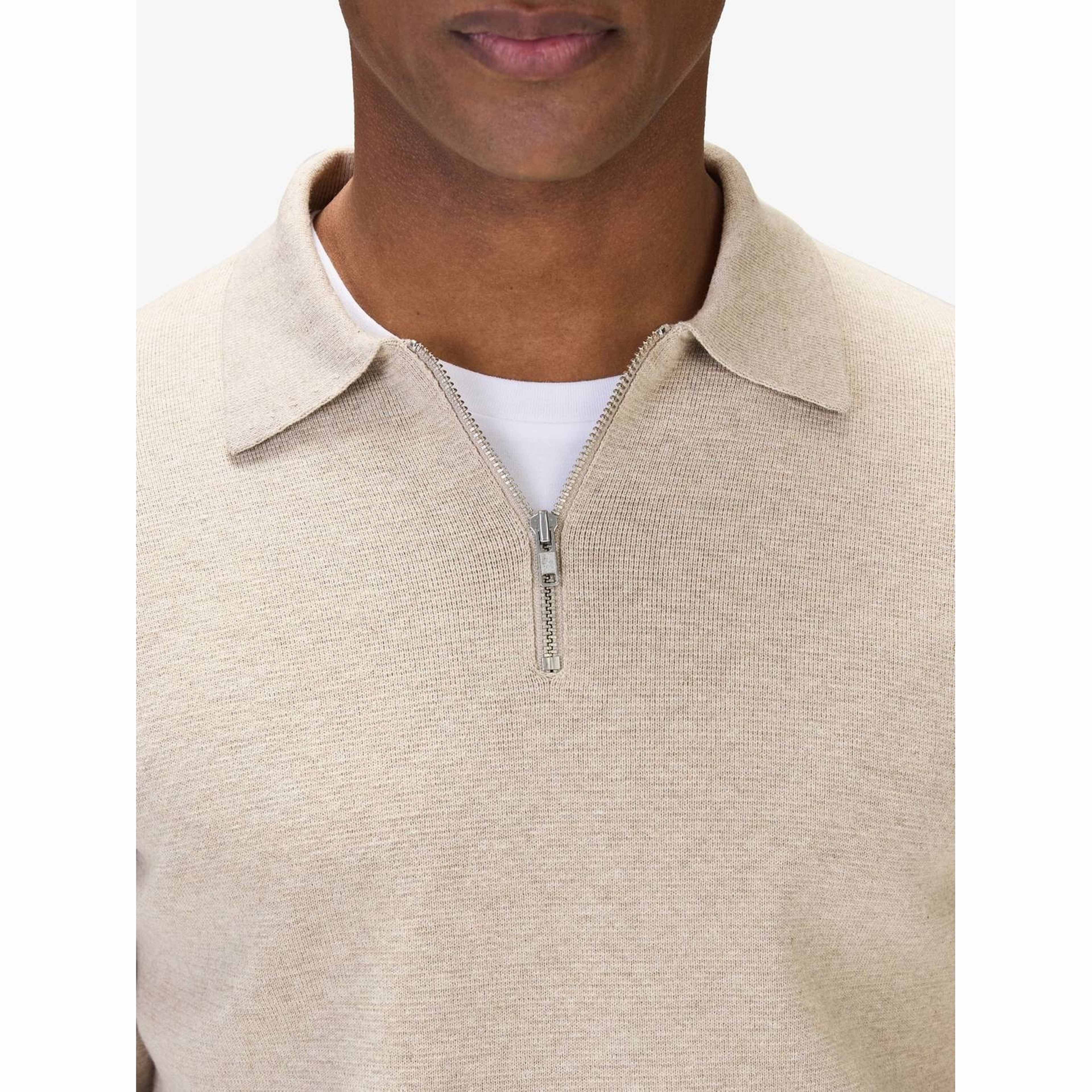 Cotton Plain Knitted Ls Half Zip (ilario)