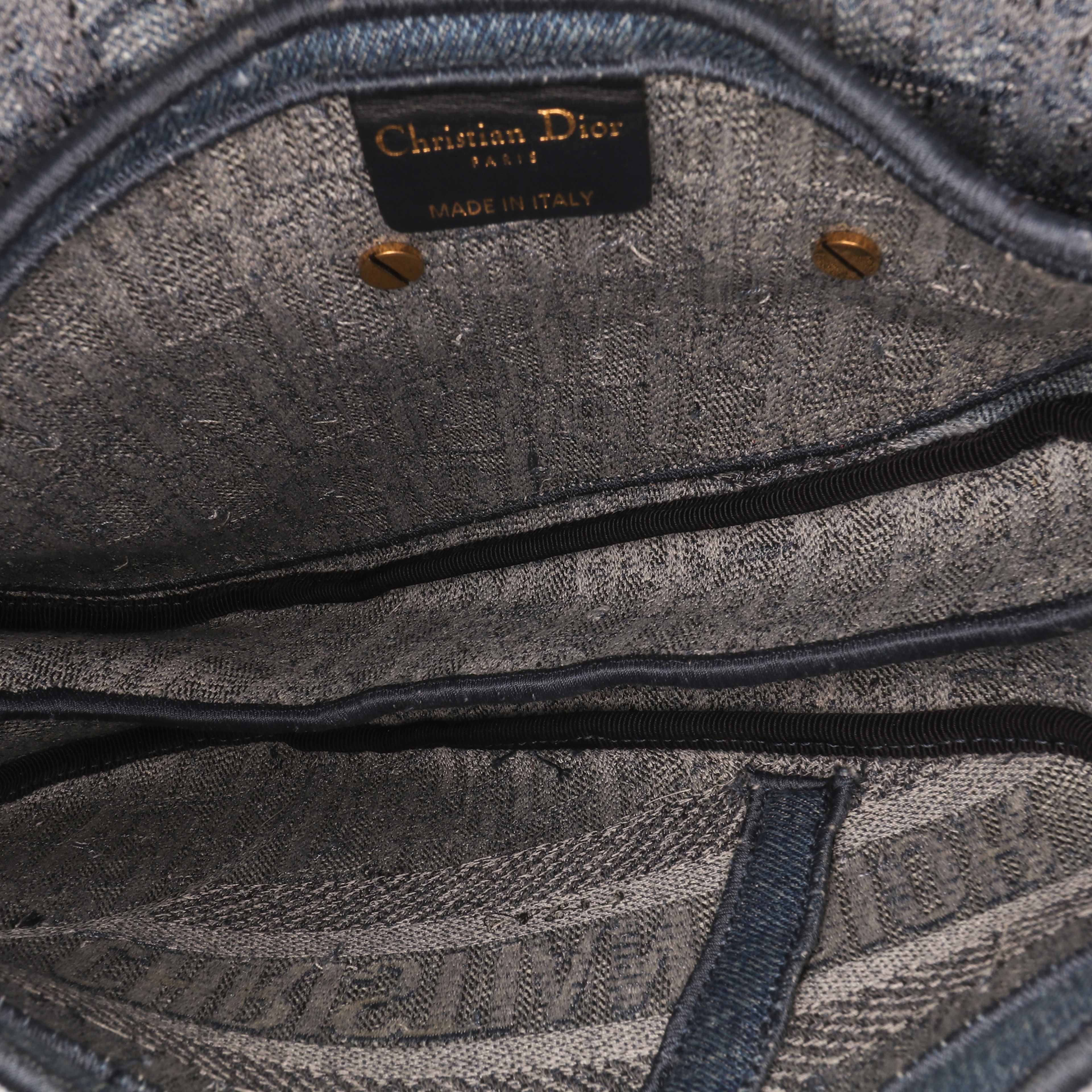 Dior Oblique Embroidered Denim Saddle Bag
