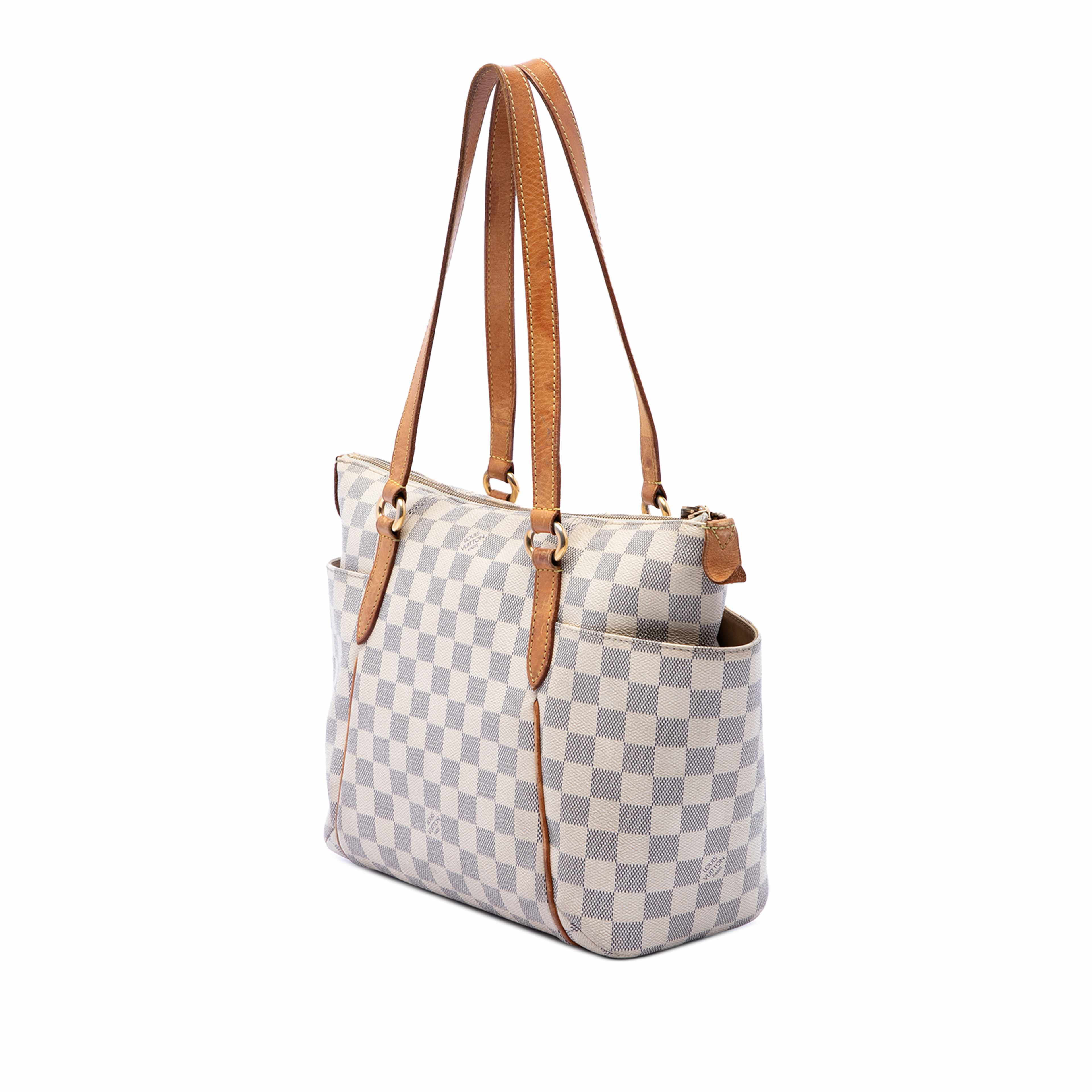 Louis Vuitton Damier Azur Totally Pm, från Luxclusif, i färgen vit. Klicka för att öppna bilden i stort format