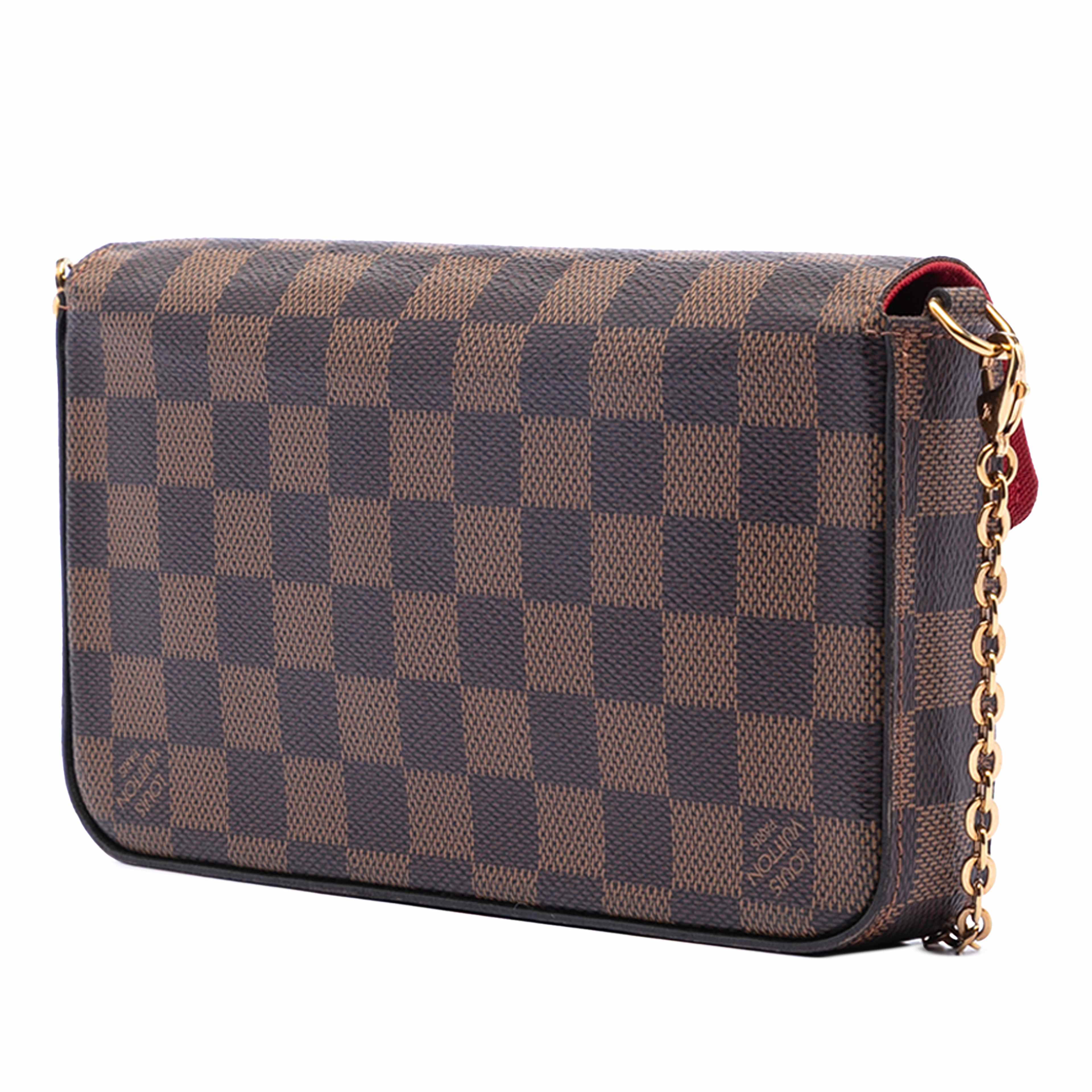 Louis Vuitton Damier Ebene Pochette Felicie, från Luxclusif, i färgen brown. Klicka för att öppna bilden i stort format