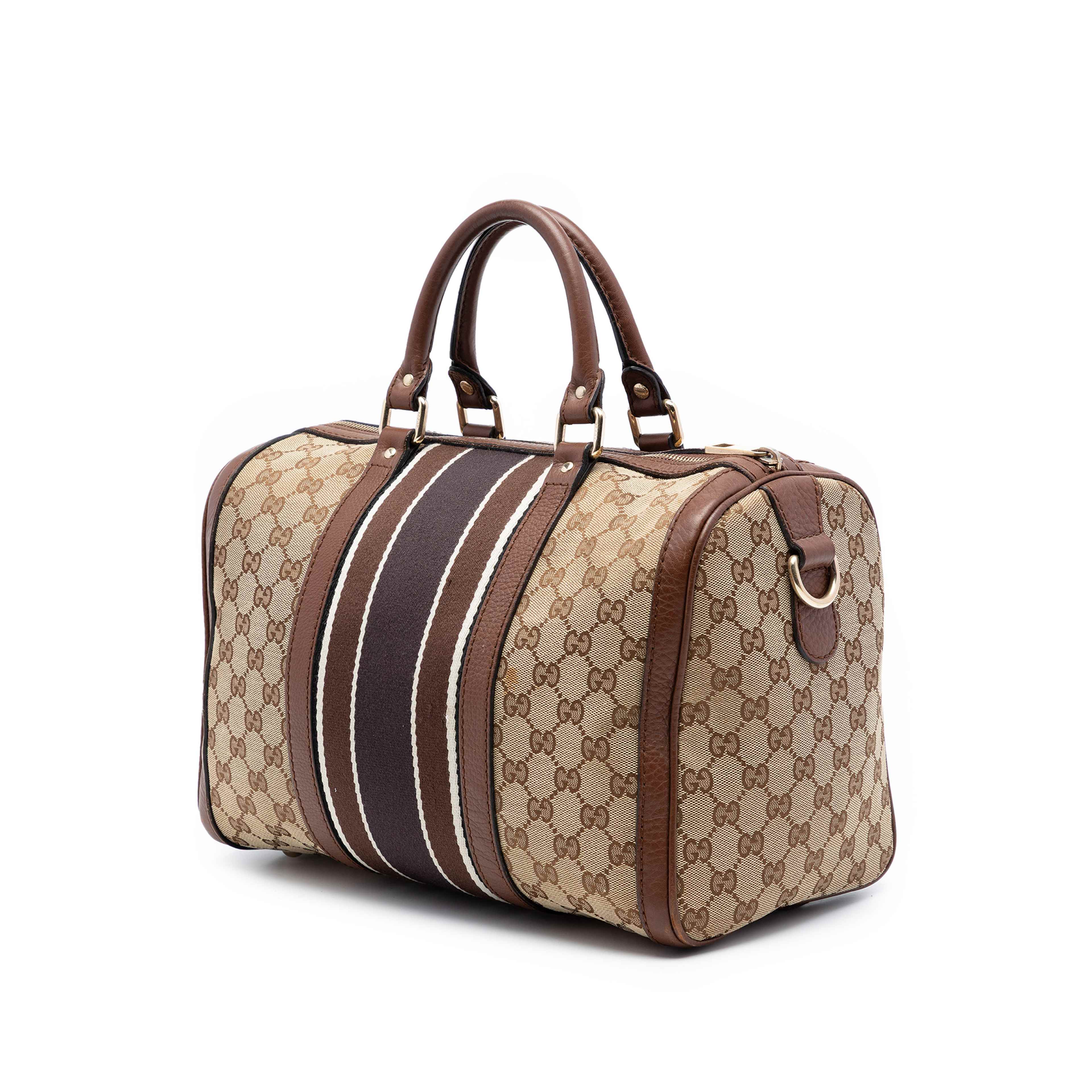 Gucci Medium Gg Canvas Web Joy Boston Bag, från Luxclusif, i färgen beige. Klicka för att öppna bilden i stort format