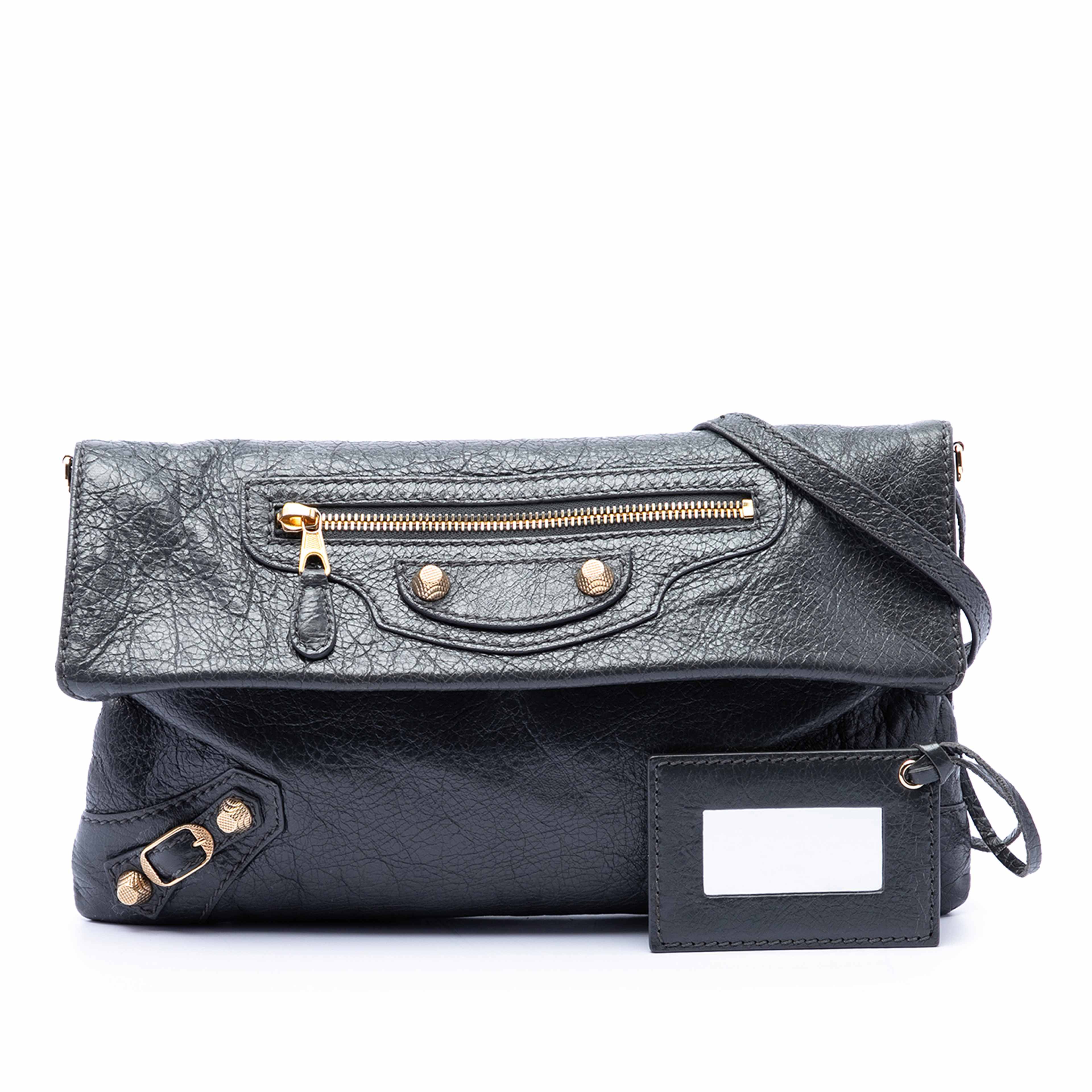 Balenciaga Lambskin Motocross Giant 12 Envelope Clutch With Strap, från Luxclusif, i färgen grå. Klicka för att öppna bilden i stort format