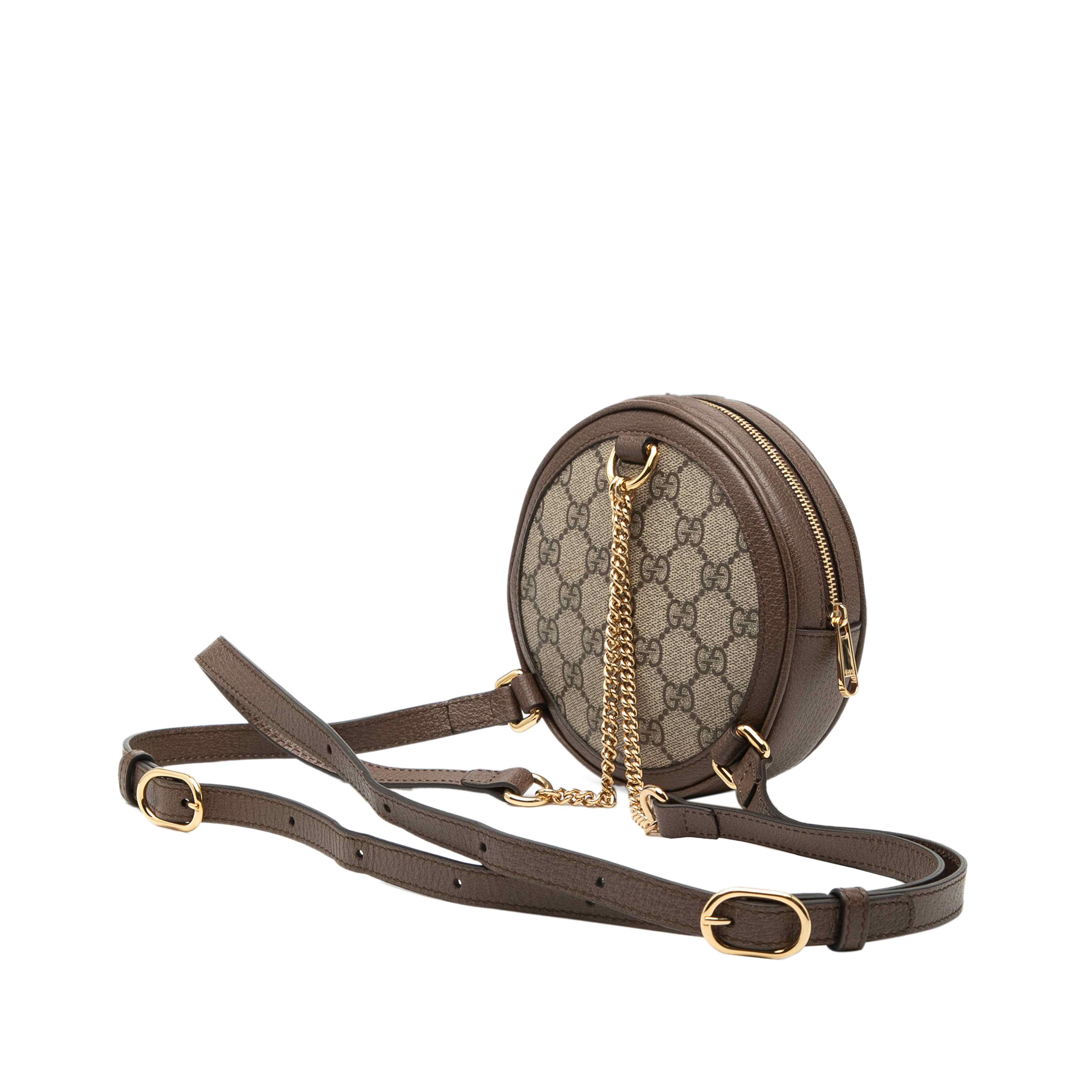 Gucci Mini Gg Supreme Web Ophidia Round Backpack, från Luxclusif, i färgen beige. Klicka för att öppna bilden i stort format