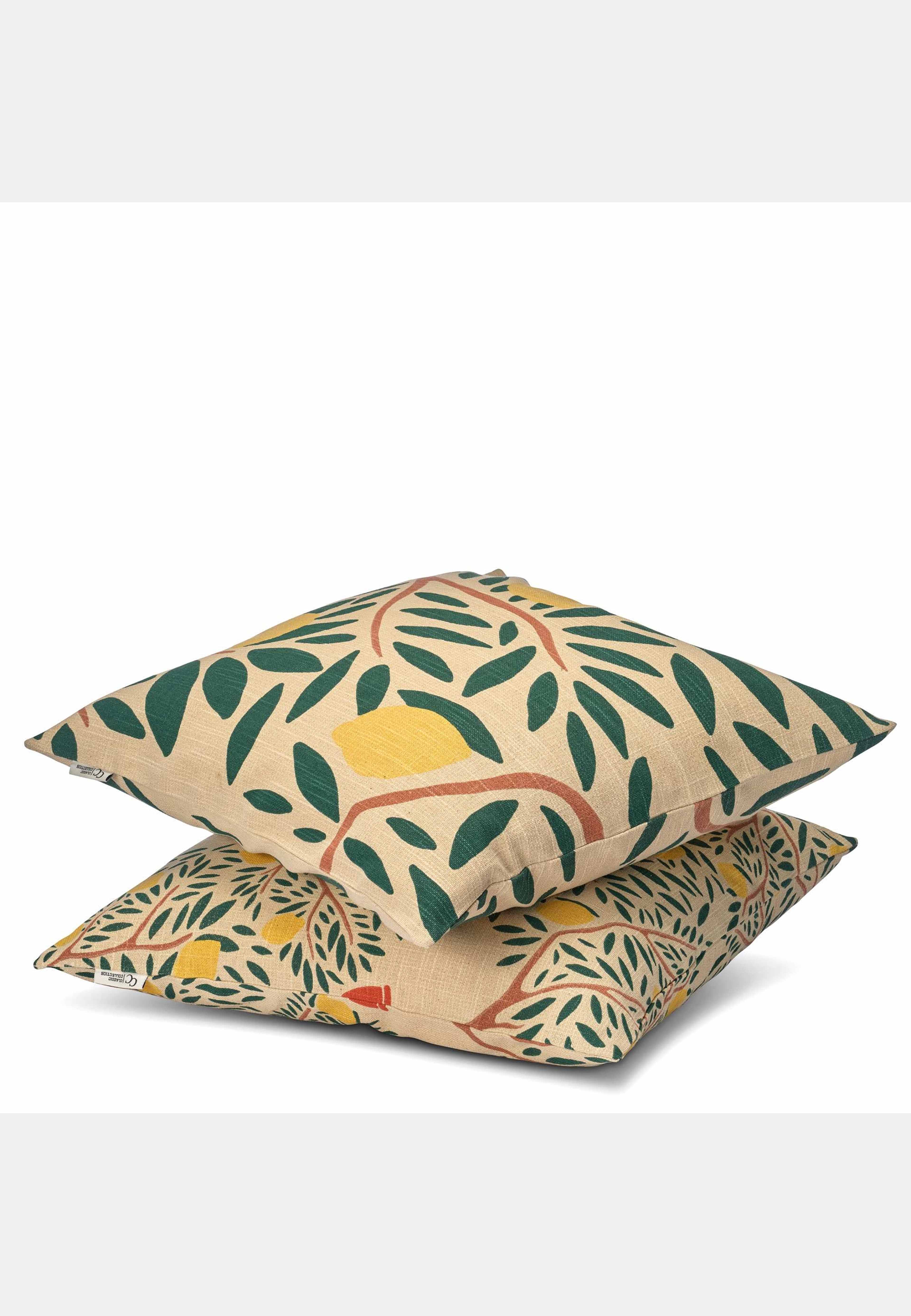 Kuddfodral Lemon Garden, från Classic Collection, i färgen mörkgrön. Klicka för att öppna bilden i stort format