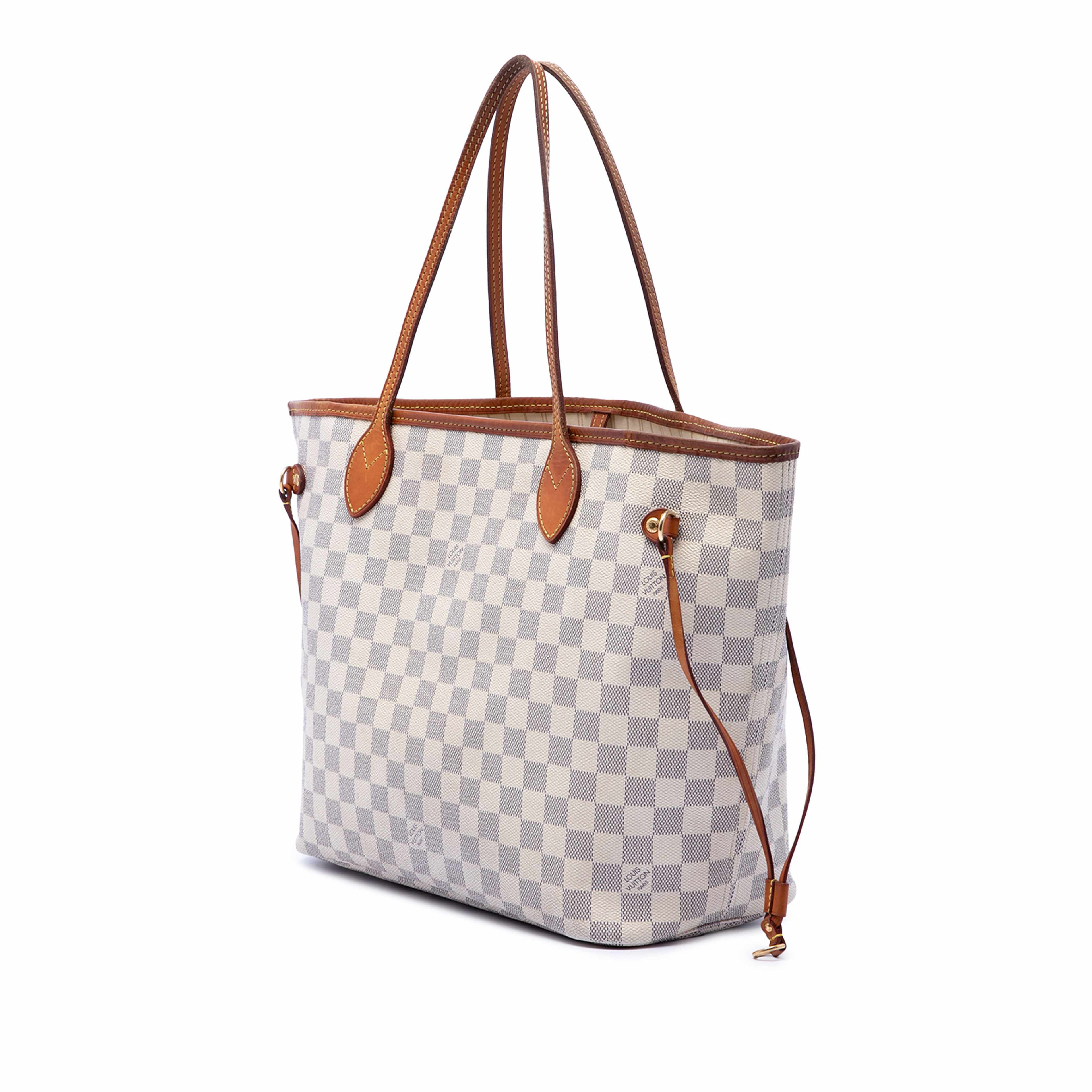 Louis Vuitton Damier Azur Neverfull Mm, från Luxclusif, i färgen vit. Klicka för att öppna bilden i stort format