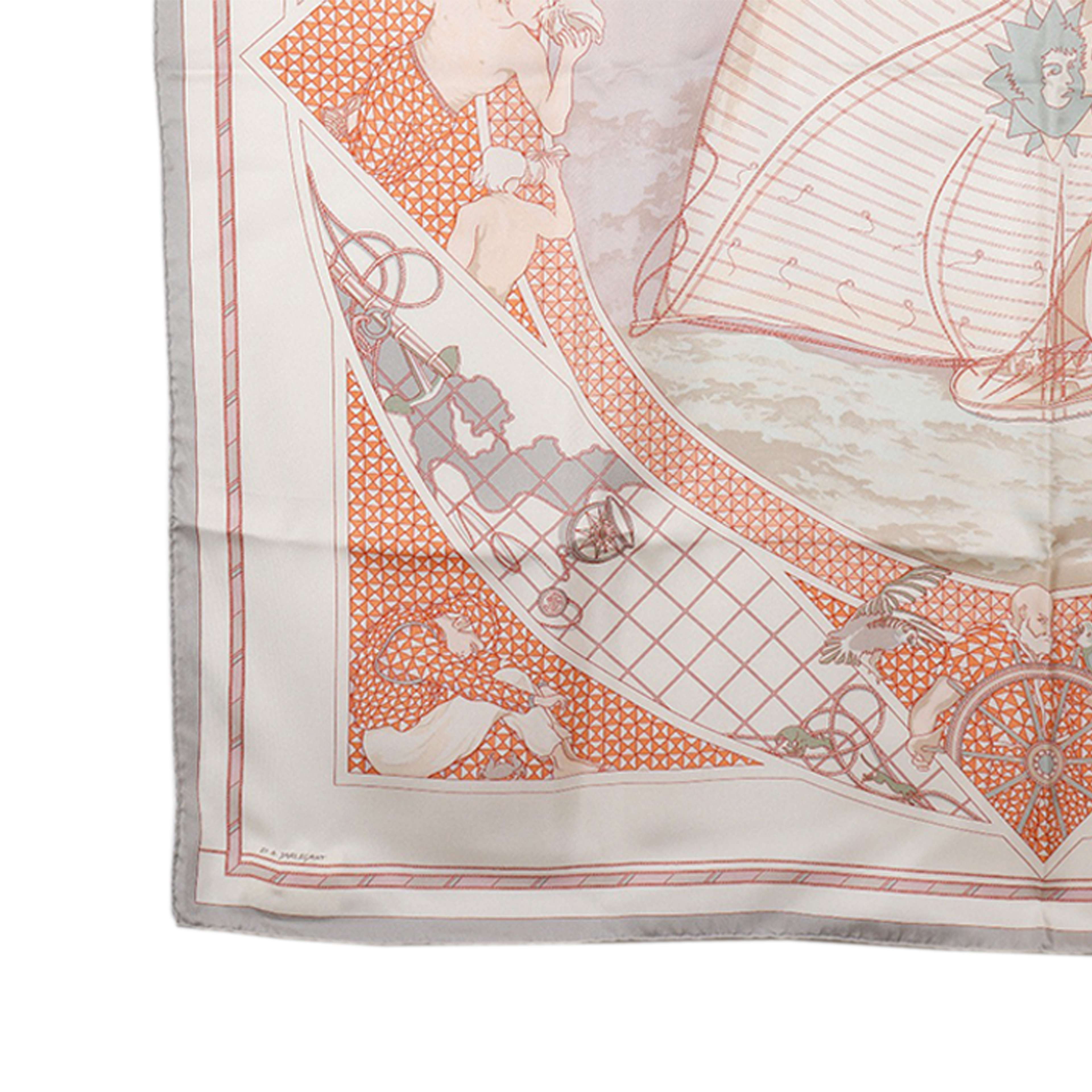 Hermès Voyage Au Long Cours Silk Scarf 90, från Luxclusif, i färgen off white. Klicka för att öppna bilden i stort format