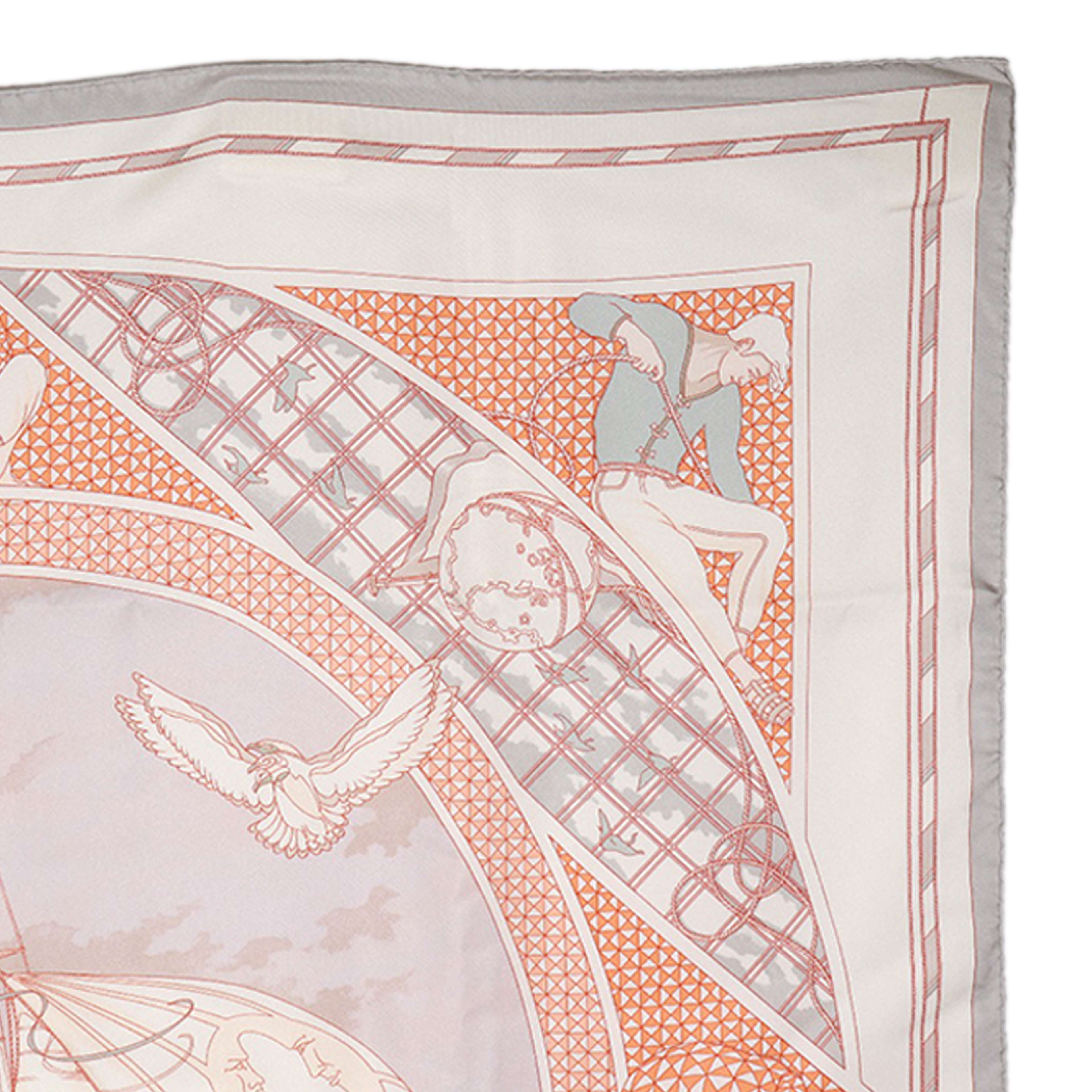 Hermès Voyage Au Long Cours Silk Scarf 90, från Luxclusif, i färgen off white. Klicka för att öppna bilden i stort format