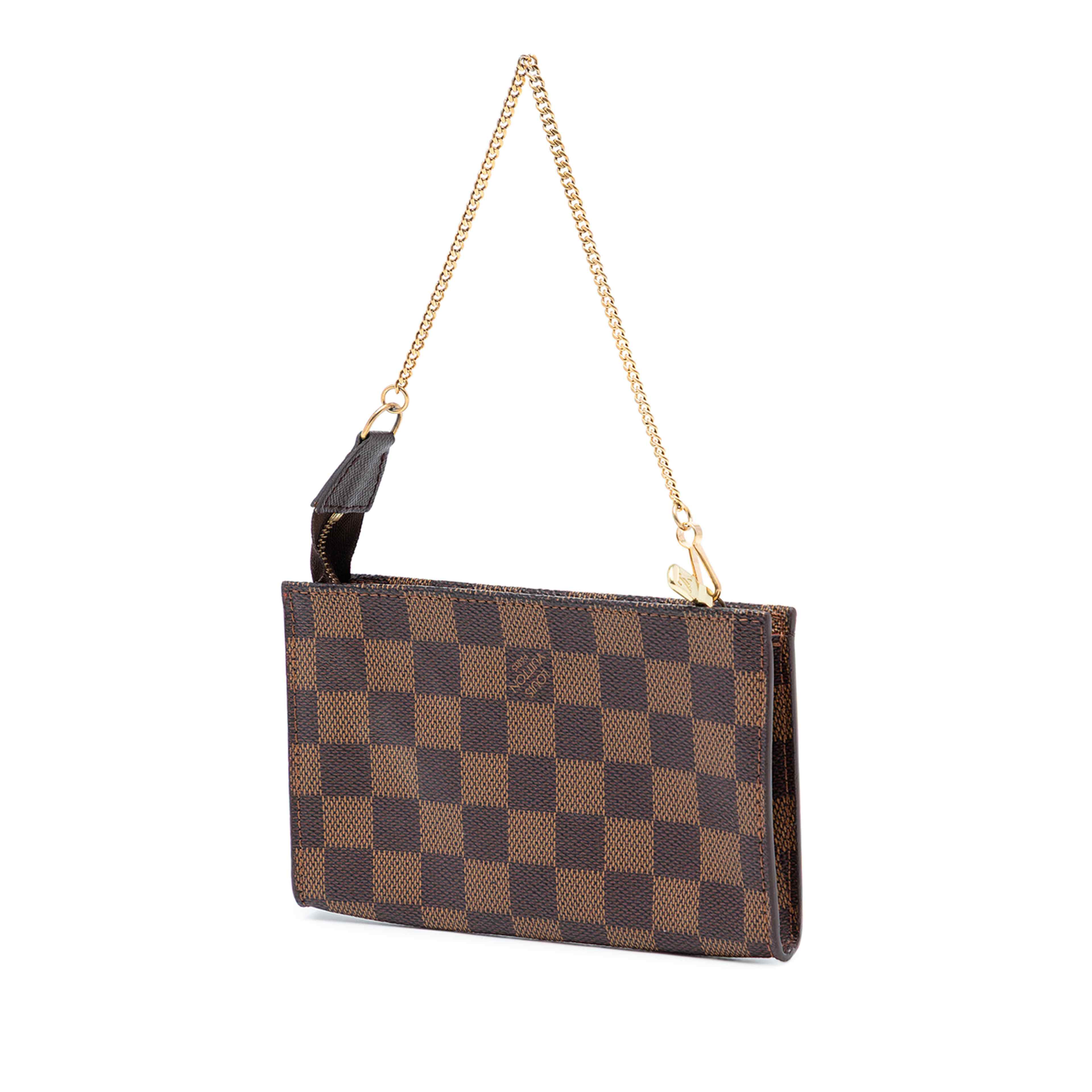 Louis Vuitton Damier Ebene Marais Bucket Pouch, från Luxclusif, i färgen brown. Klicka för att öppna bilden i stort format