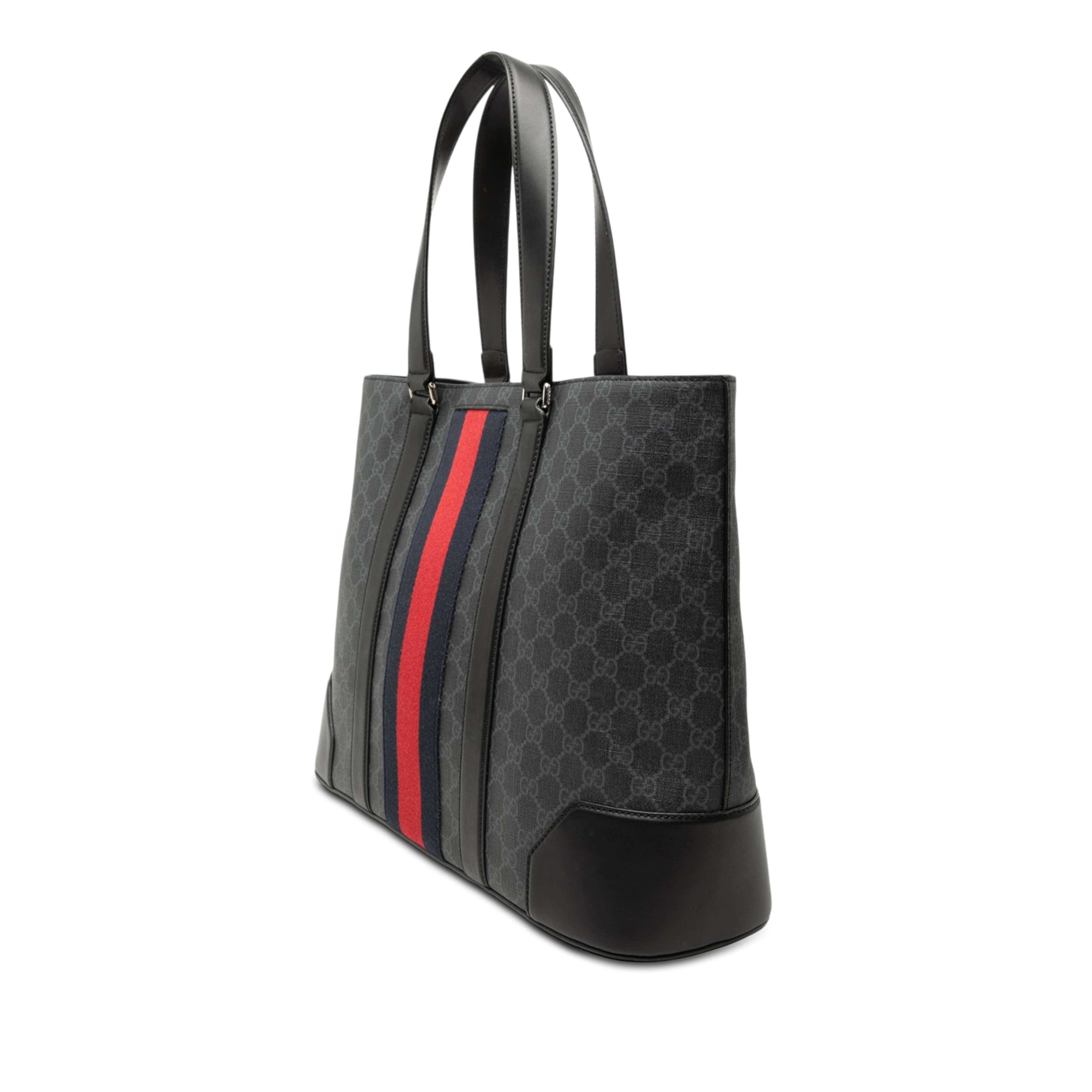 Gucci Large Gg Supreme Web Tote, från Luxclusif, i färgen black. Klicka för att öppna bilden i stort format