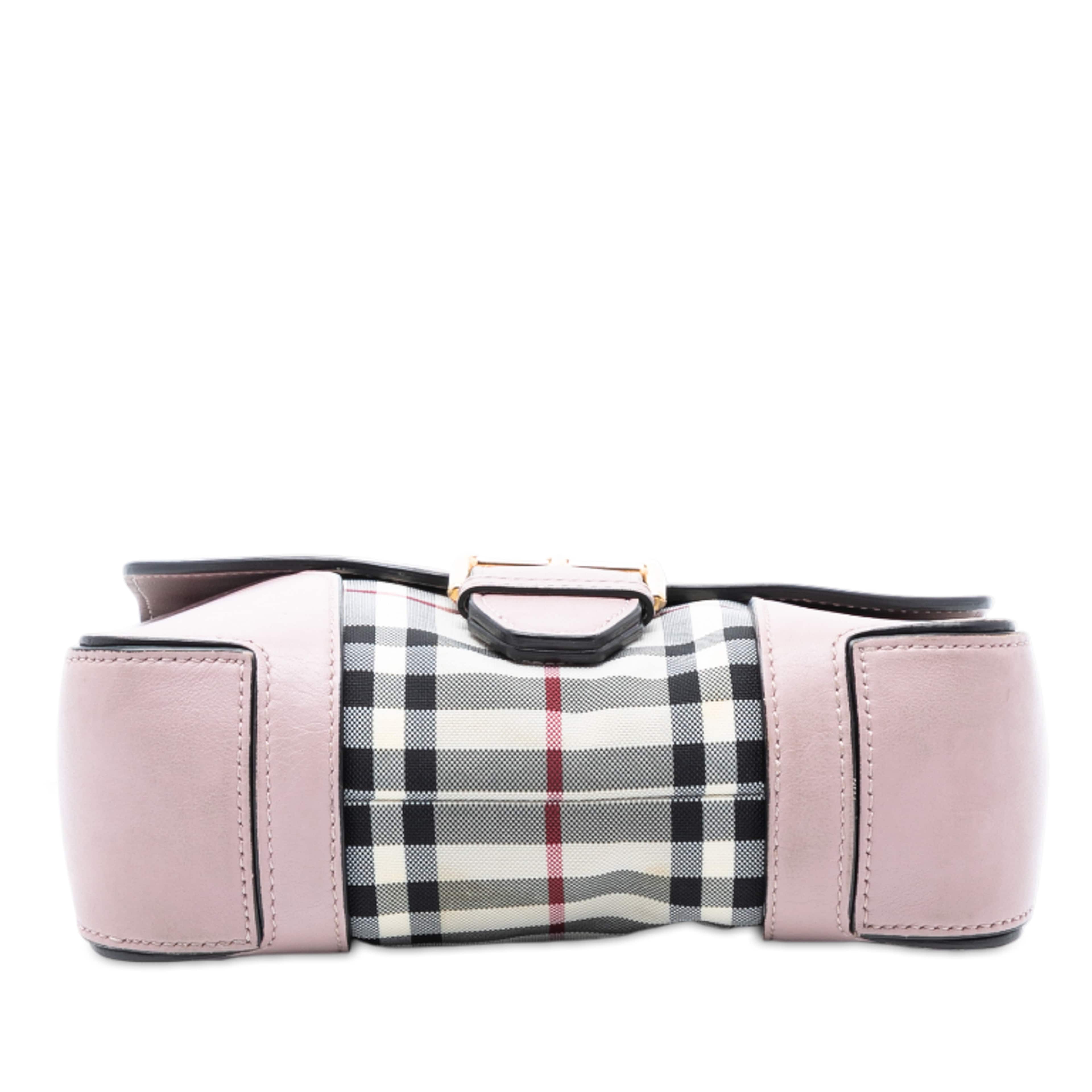 Burberry Small Haymarket Check Trimmed Leather Dickens Crossbody, från Luxclusif, i färgen pink. Klicka för att öppna bilden i stort format