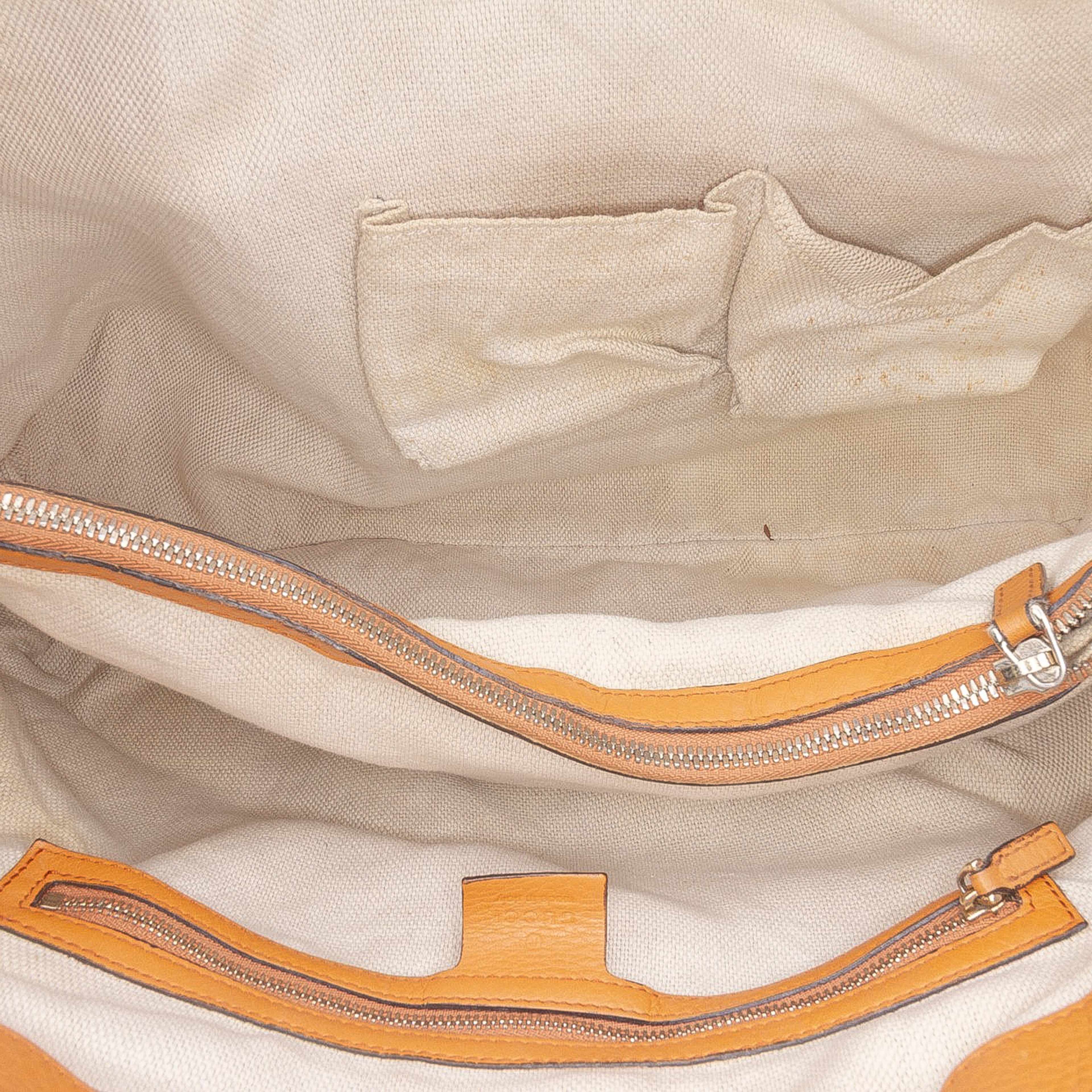 Gucci Medium Leather Soho Working Satchel, från Luxclusif, i färgen orange. Klicka för att öppna bilden i stort format