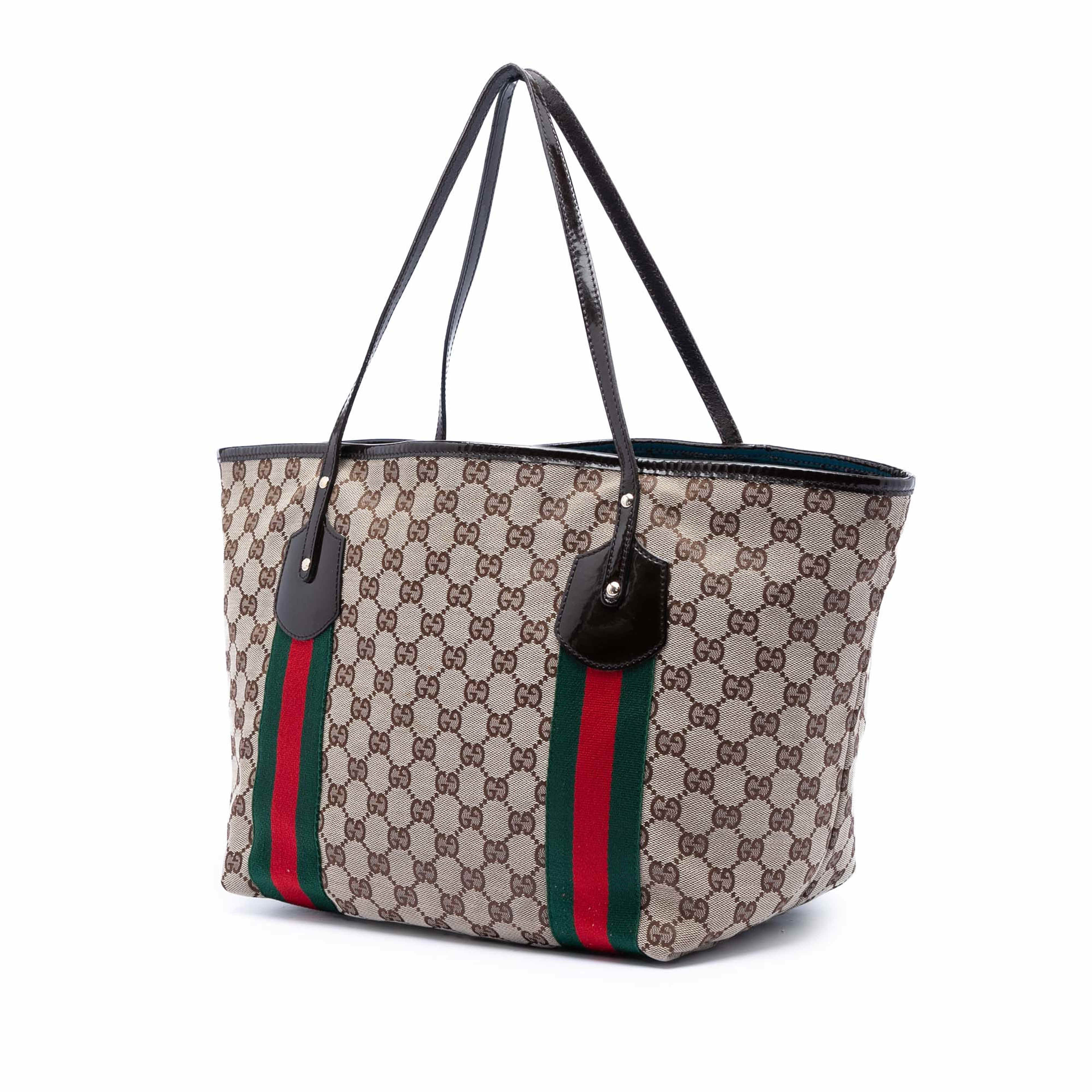 Gucci Gg Canvas Web Jolie Tote, från Luxclusif, i färgen beige. Klicka för att öppna bilden i stort format