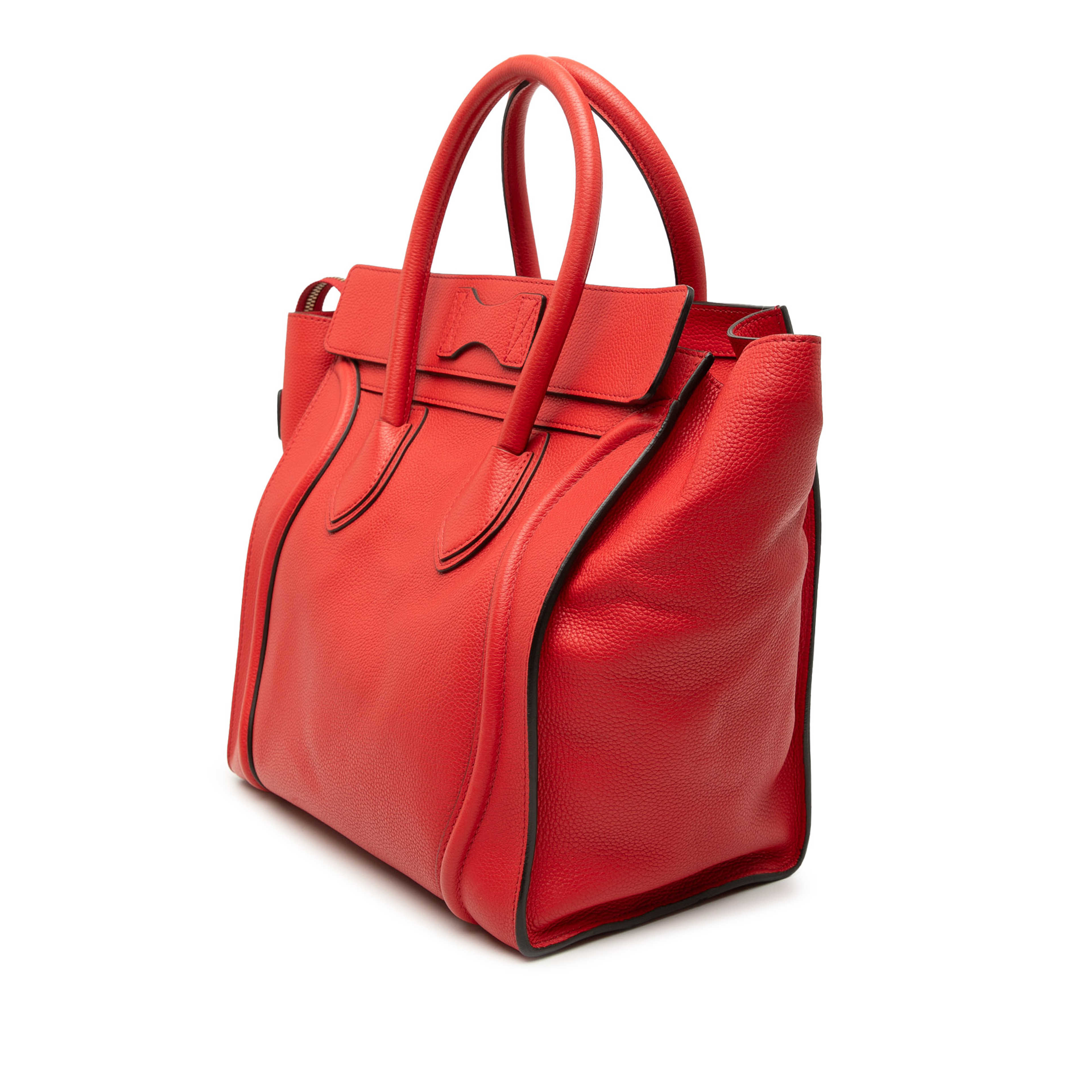 Celine Mini Calfskin Luggage Tote, från Luxclusif, i färgen red. Klicka för att öppna bilden i stort format