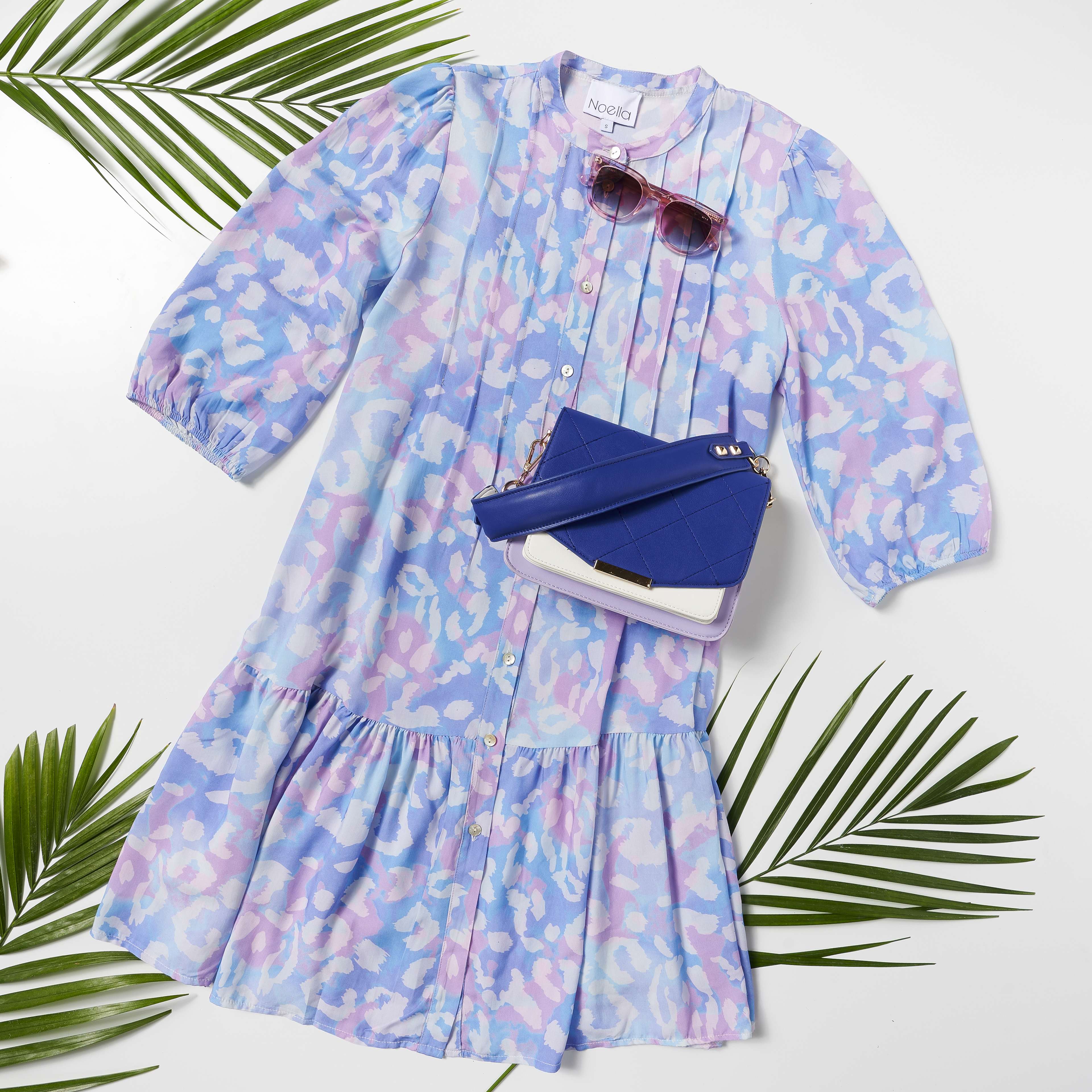 Imogene Sh. Dress - Lightblue/pink
