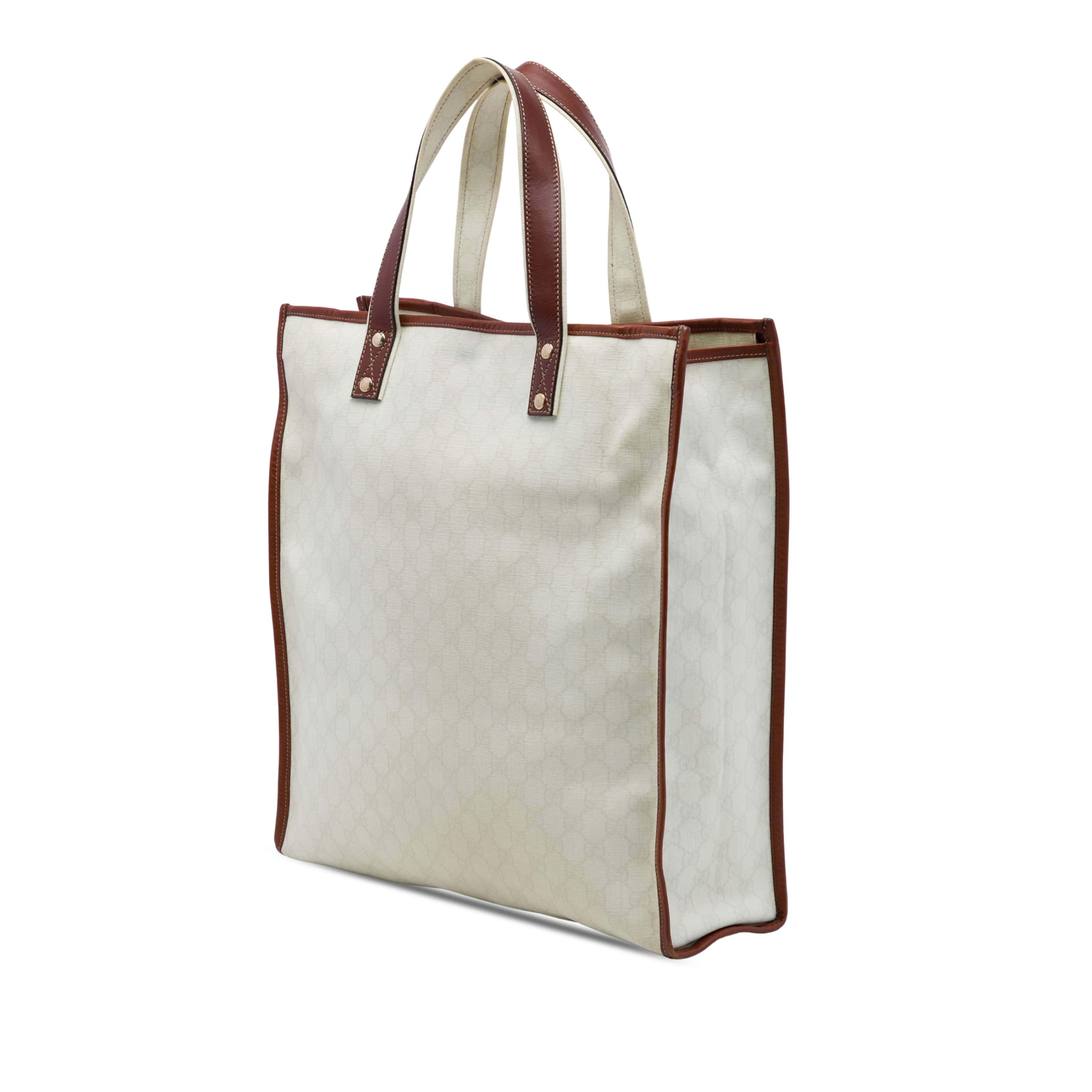 Gucci Gg Supreme Web Tote, från Luxclusif, i färgen brun. Klicka för att öppna bilden i stort format