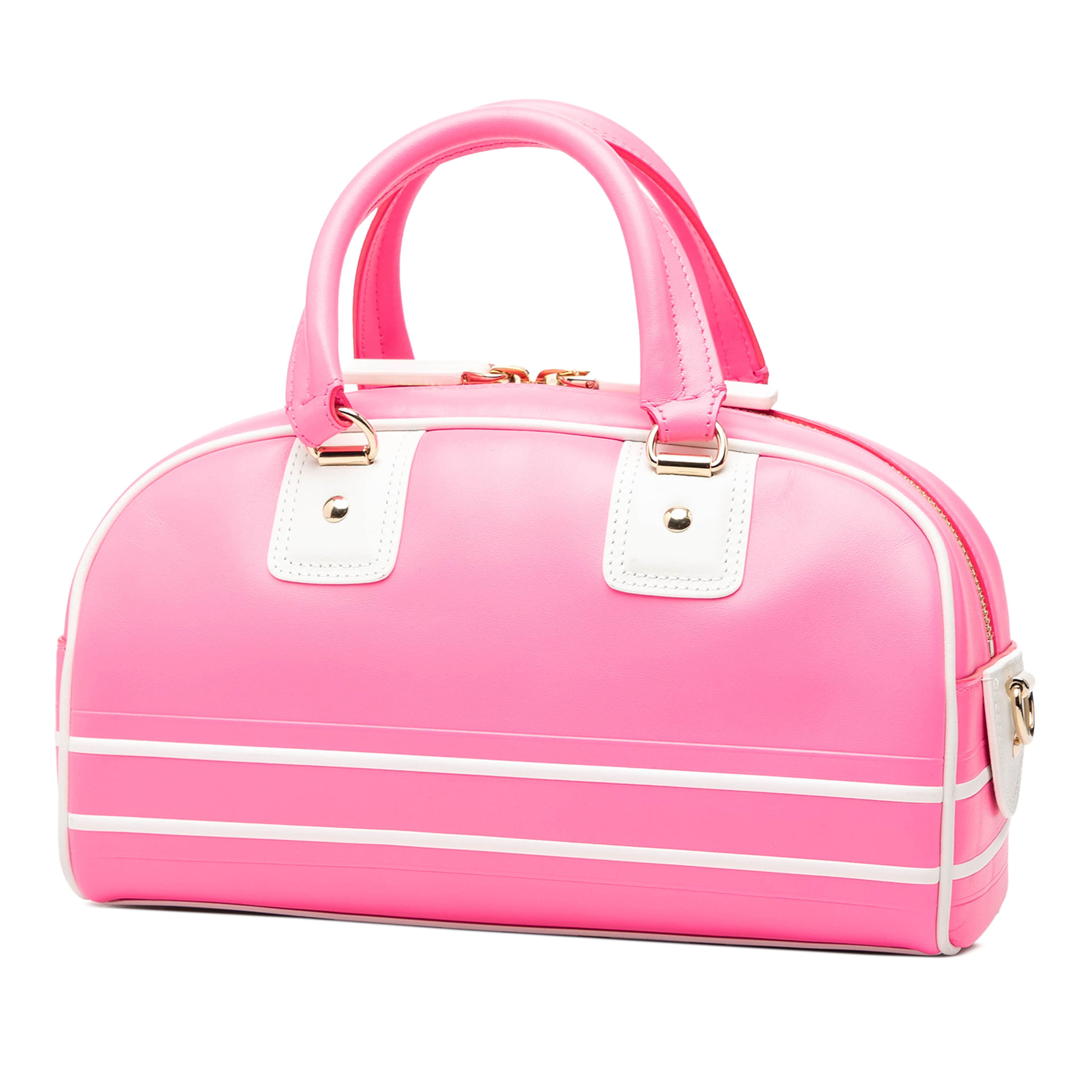 Dior Small Leather Dior Vibe Zip Bowling Bag, från Luxclusif, i färgen pink. Klicka för att öppna bilden i stort format