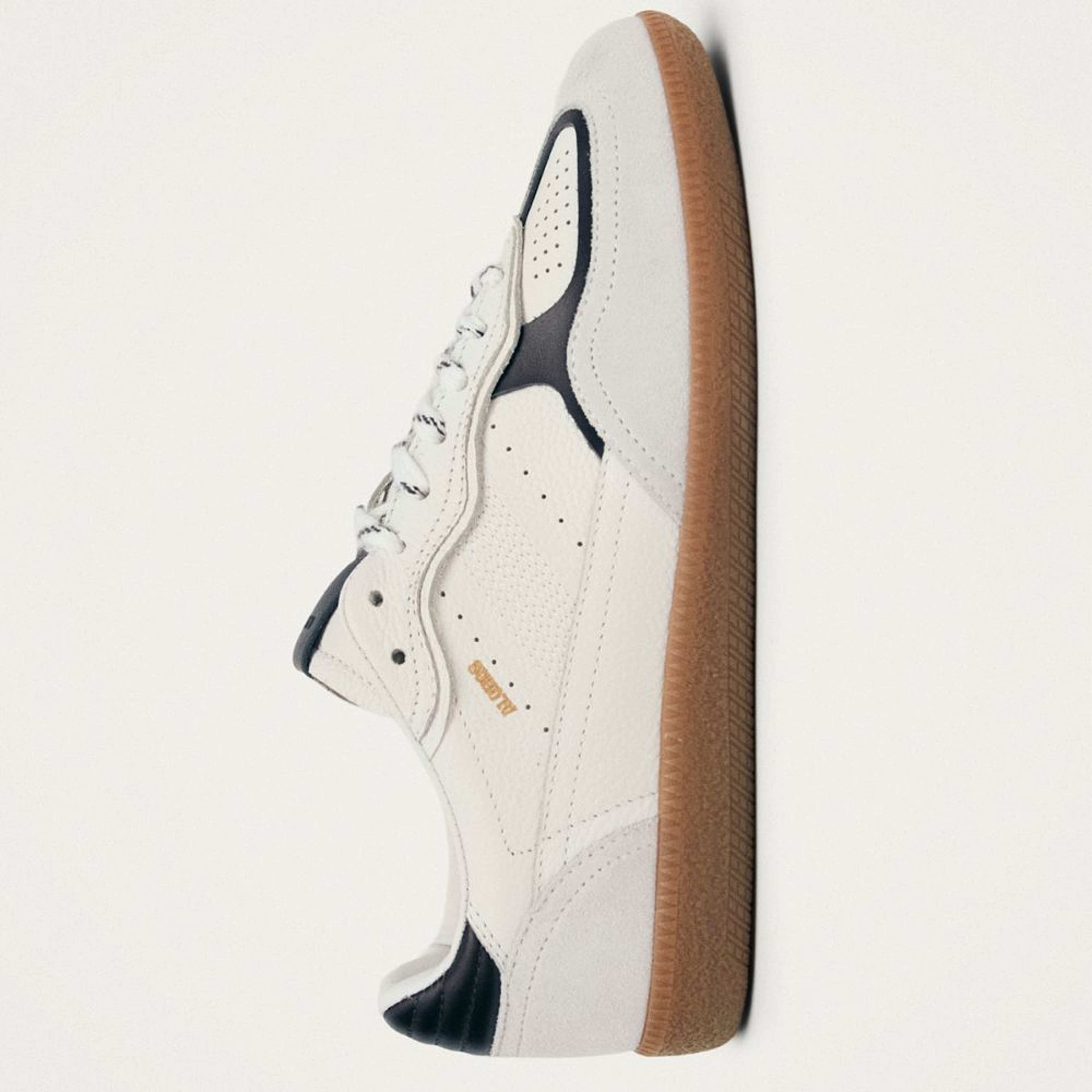 Tb.490 Rife Grain White Black Leather Sneakers