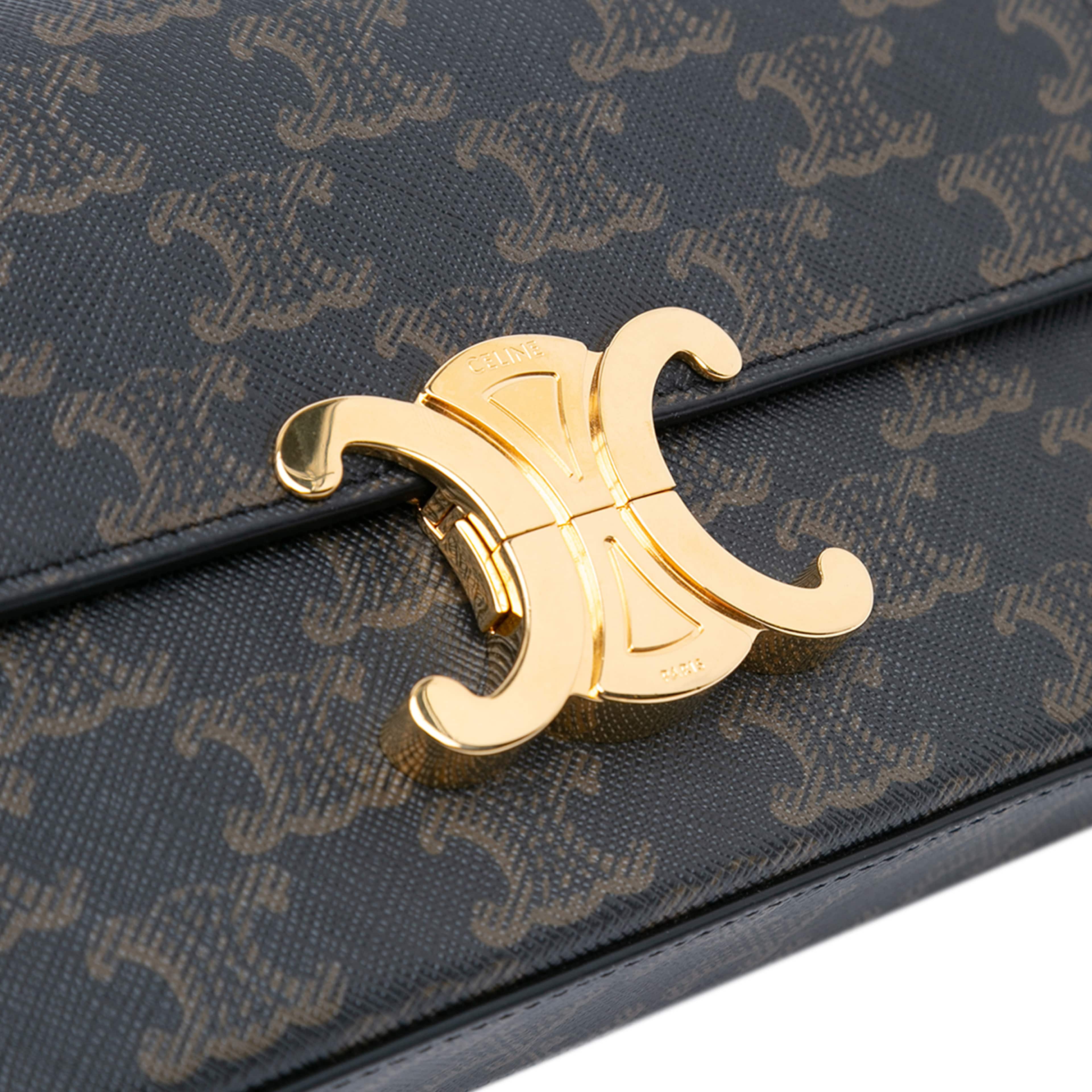 Celine Triomphe Coated Canvas Claude Chain Shoulder Bag