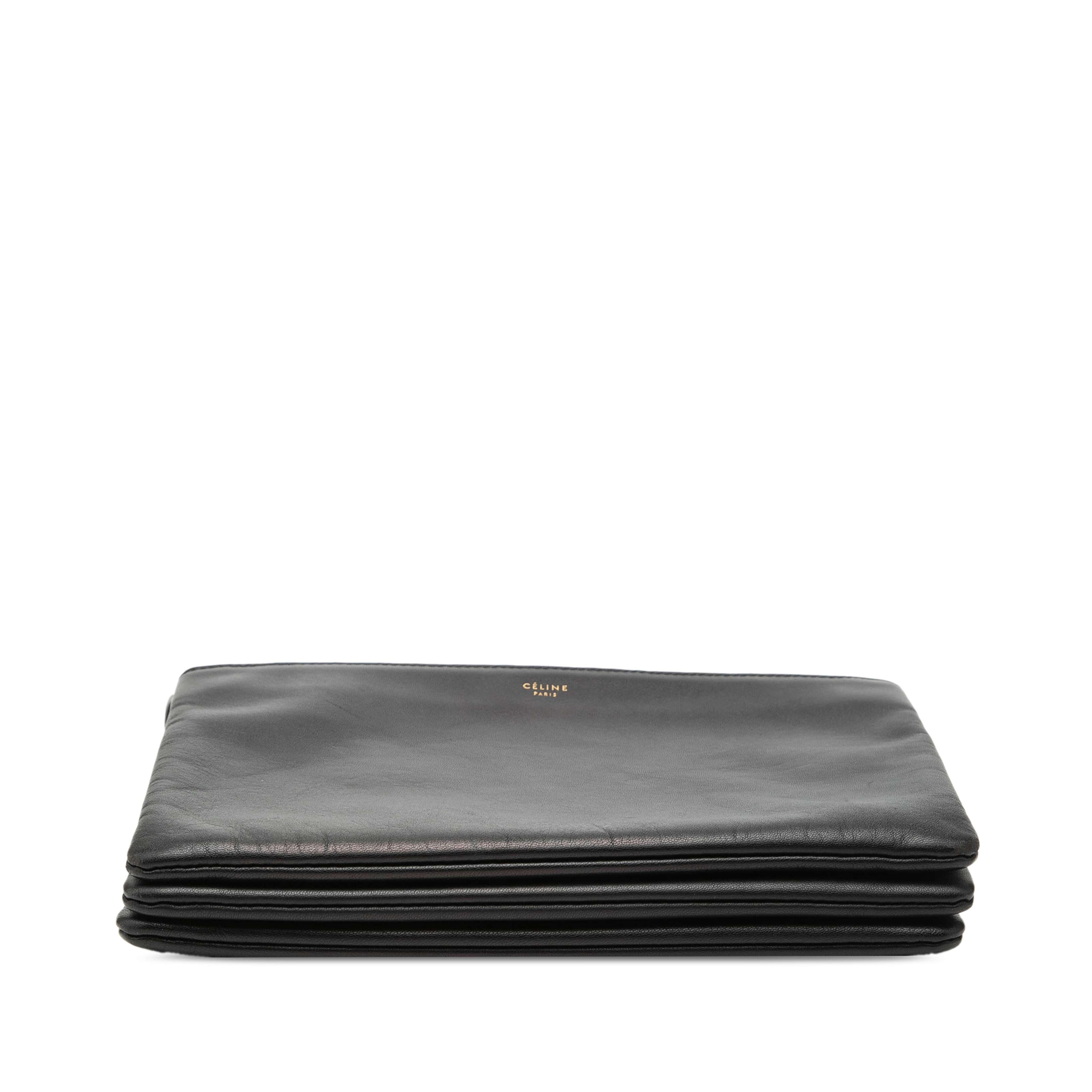 Celine Large Lambskin Trio Crossbody, från Luxclusif, i färgen black. Klicka för att öppna bilden i stort format