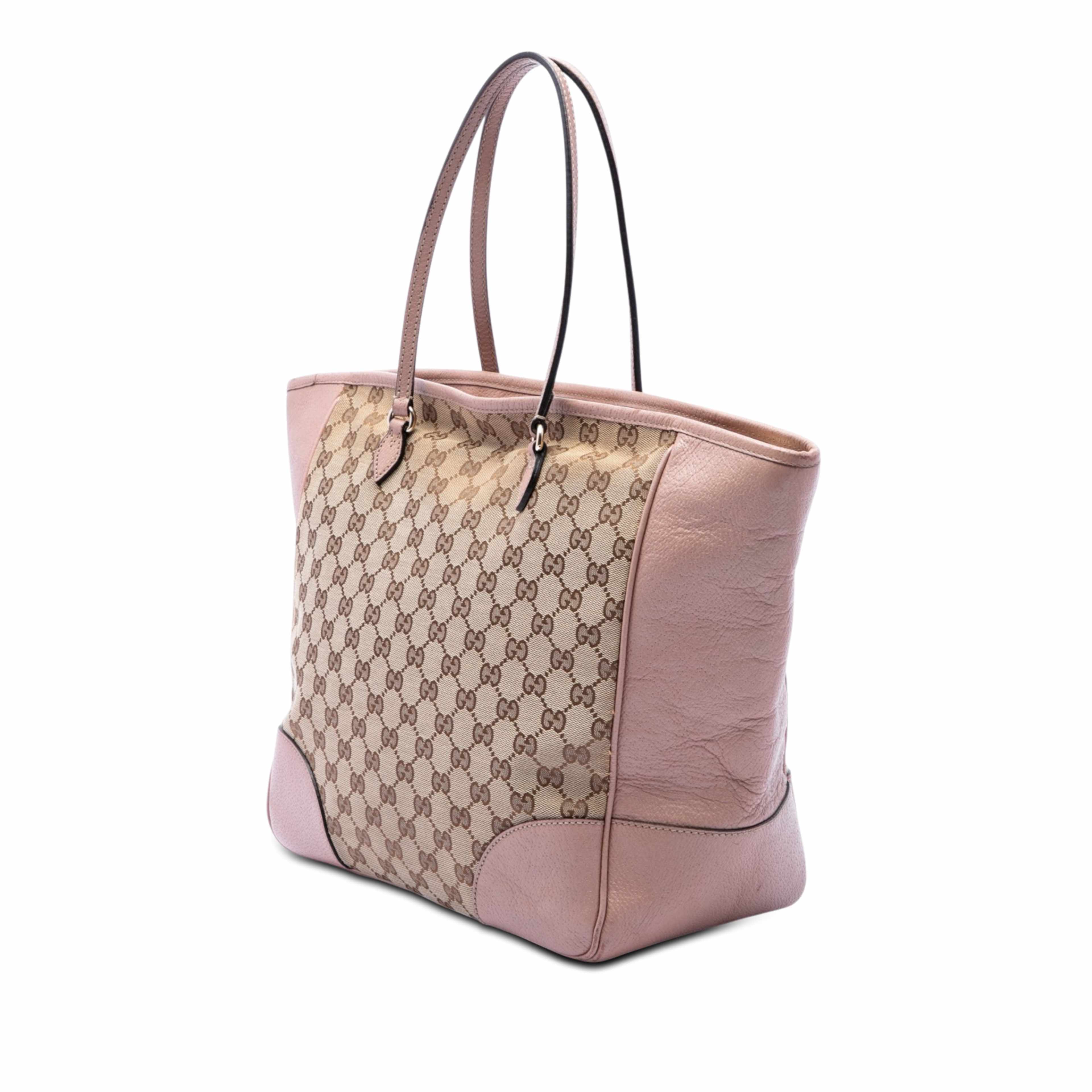 Gucci Gg Canvas And Leather Bree Tote, från Luxclusif, i färgen rosa. Klicka för att öppna bilden i stort format