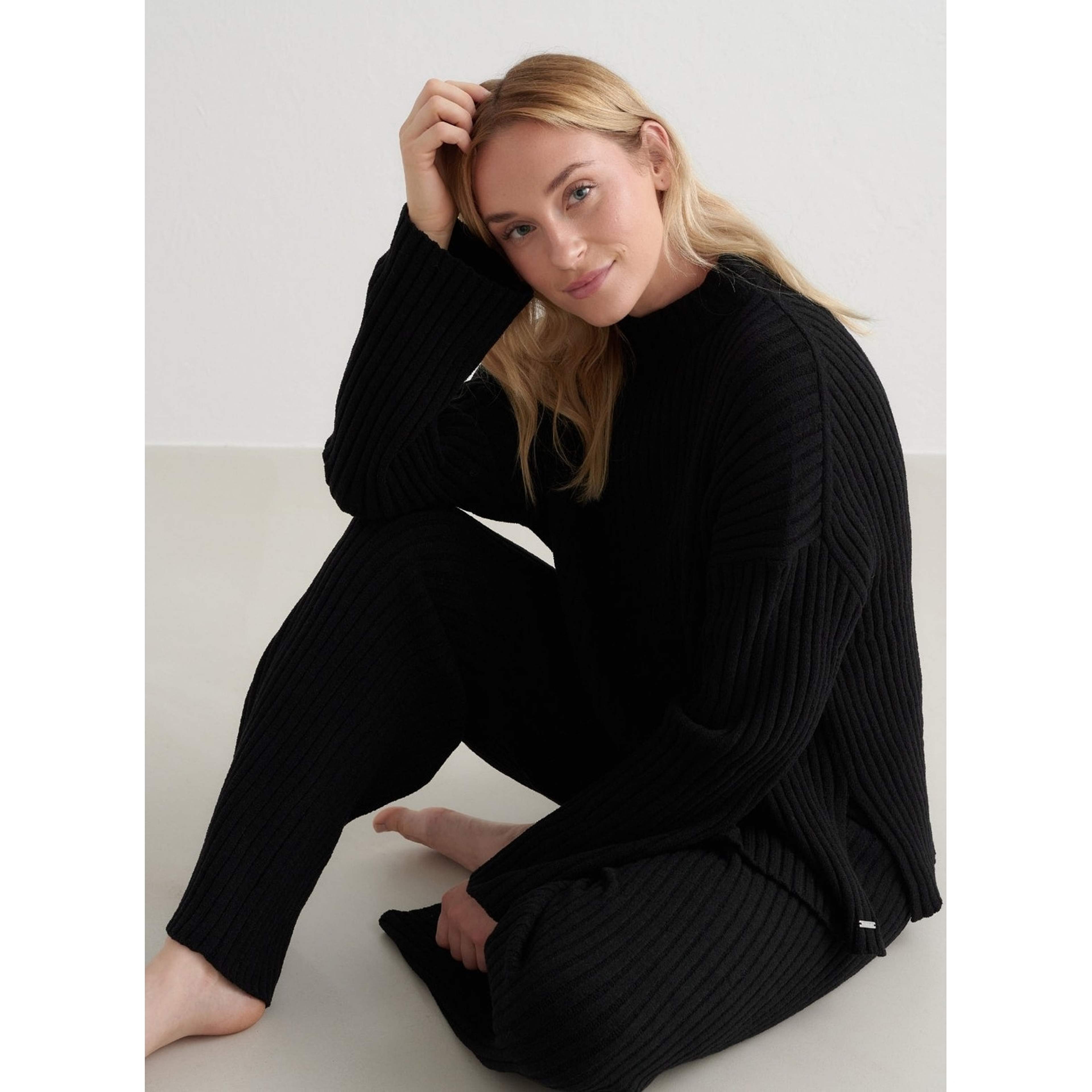 Black Rib Knit Sweater