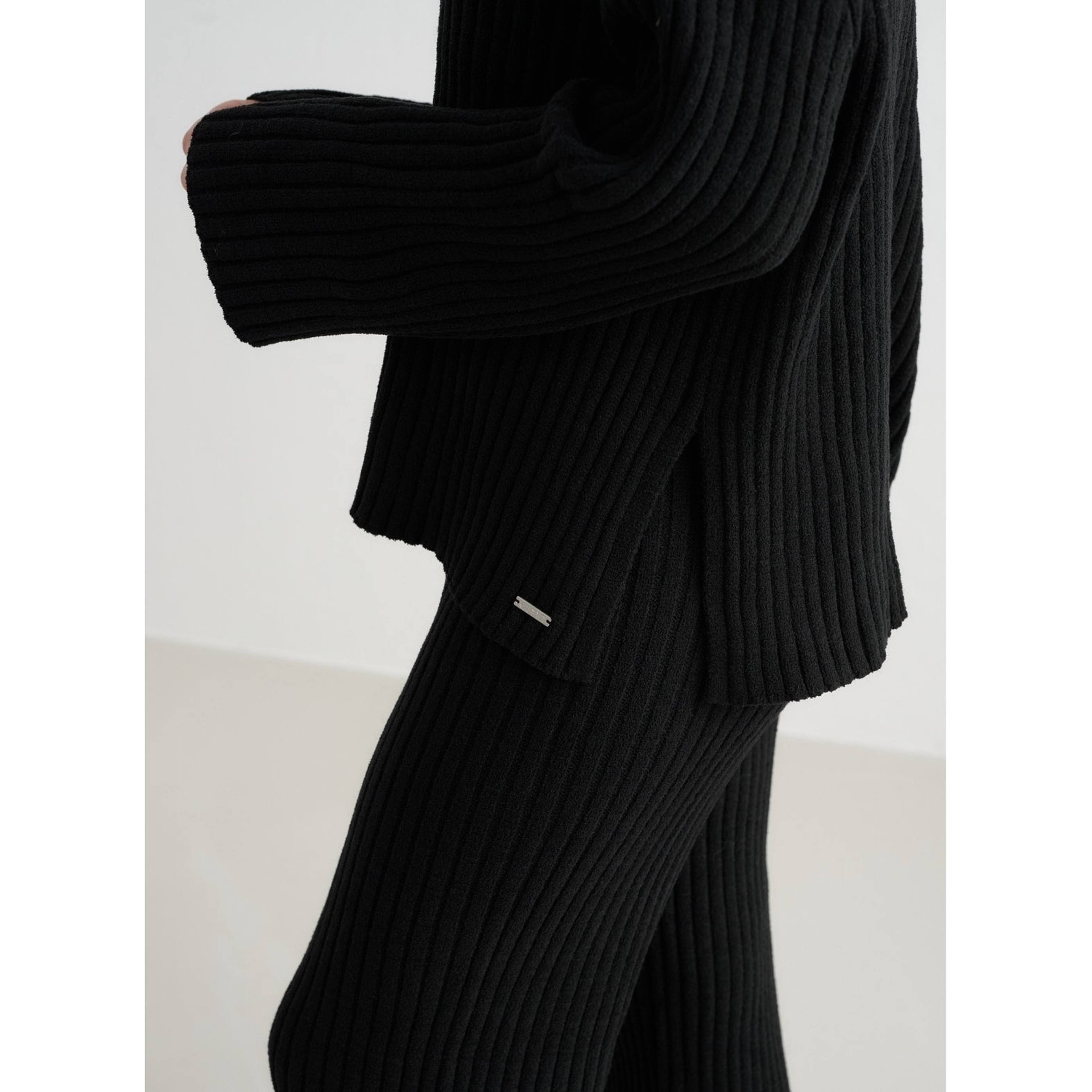 Black Rib Knit Sweater