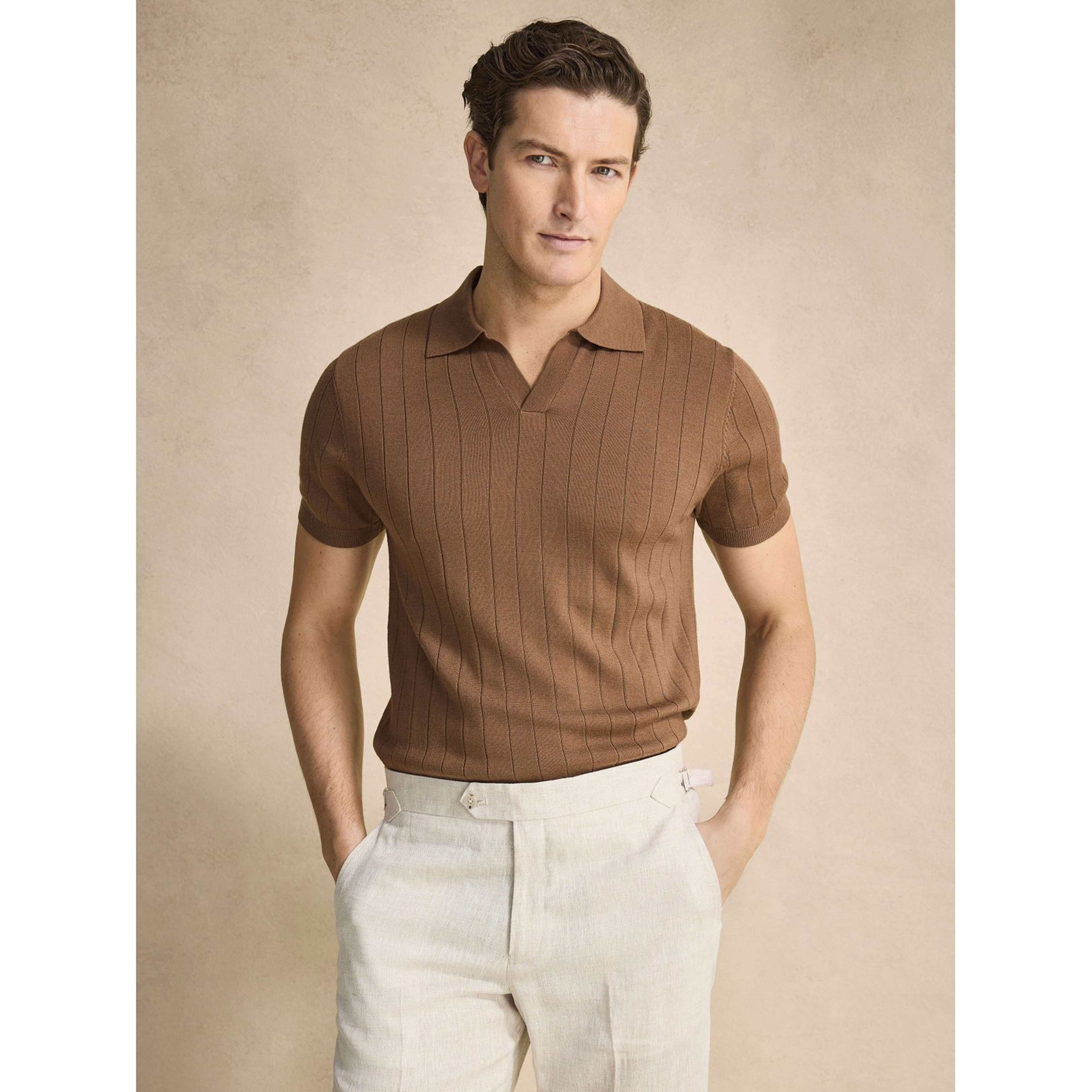 Merino Rib Knitted Ss Polo Sweater (era)