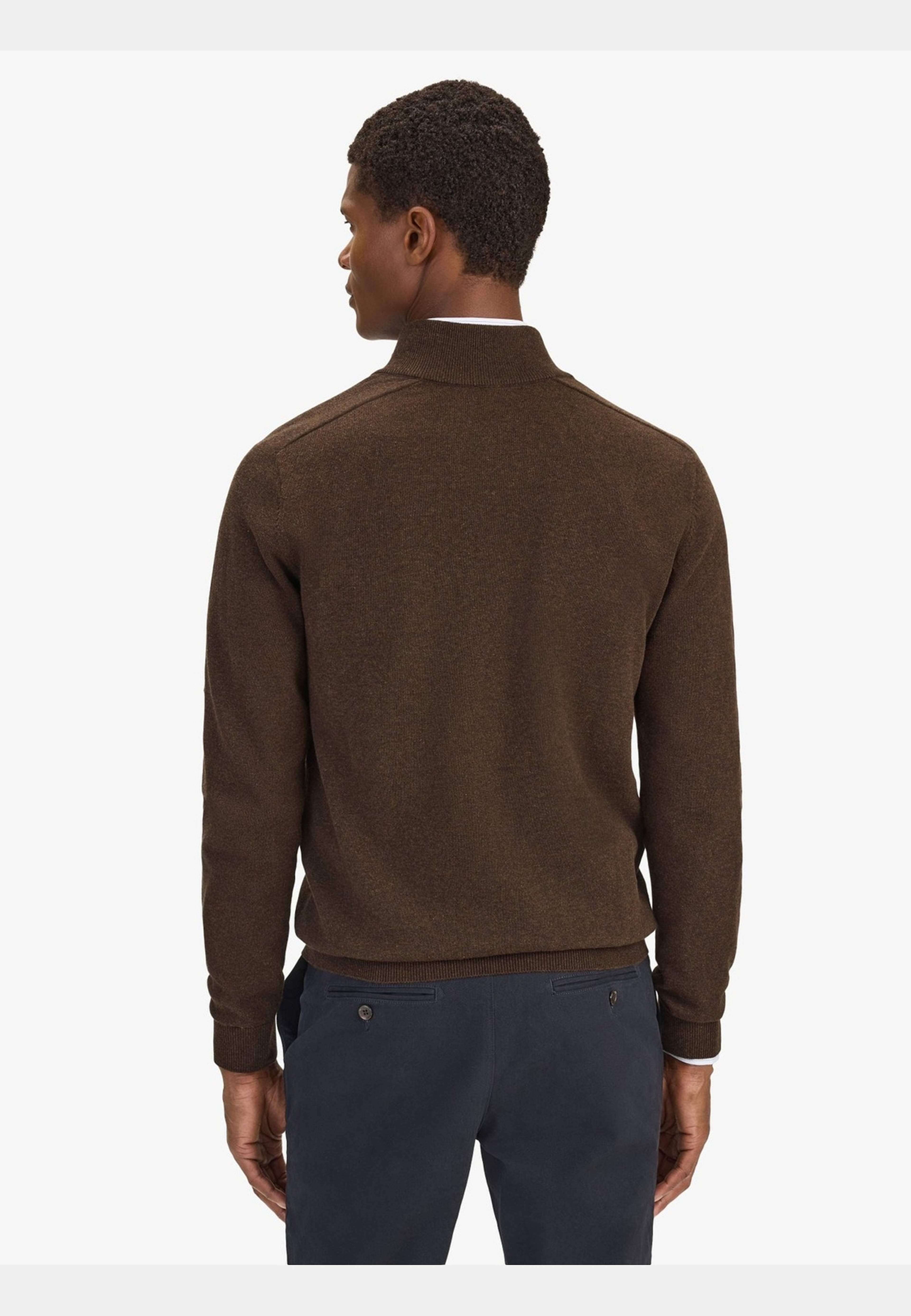 Cotton Plain Knitted Half Zipper Sweater (alex), från John Henric, i färgen dark brown. Klicka för att öppna bilden i stort format