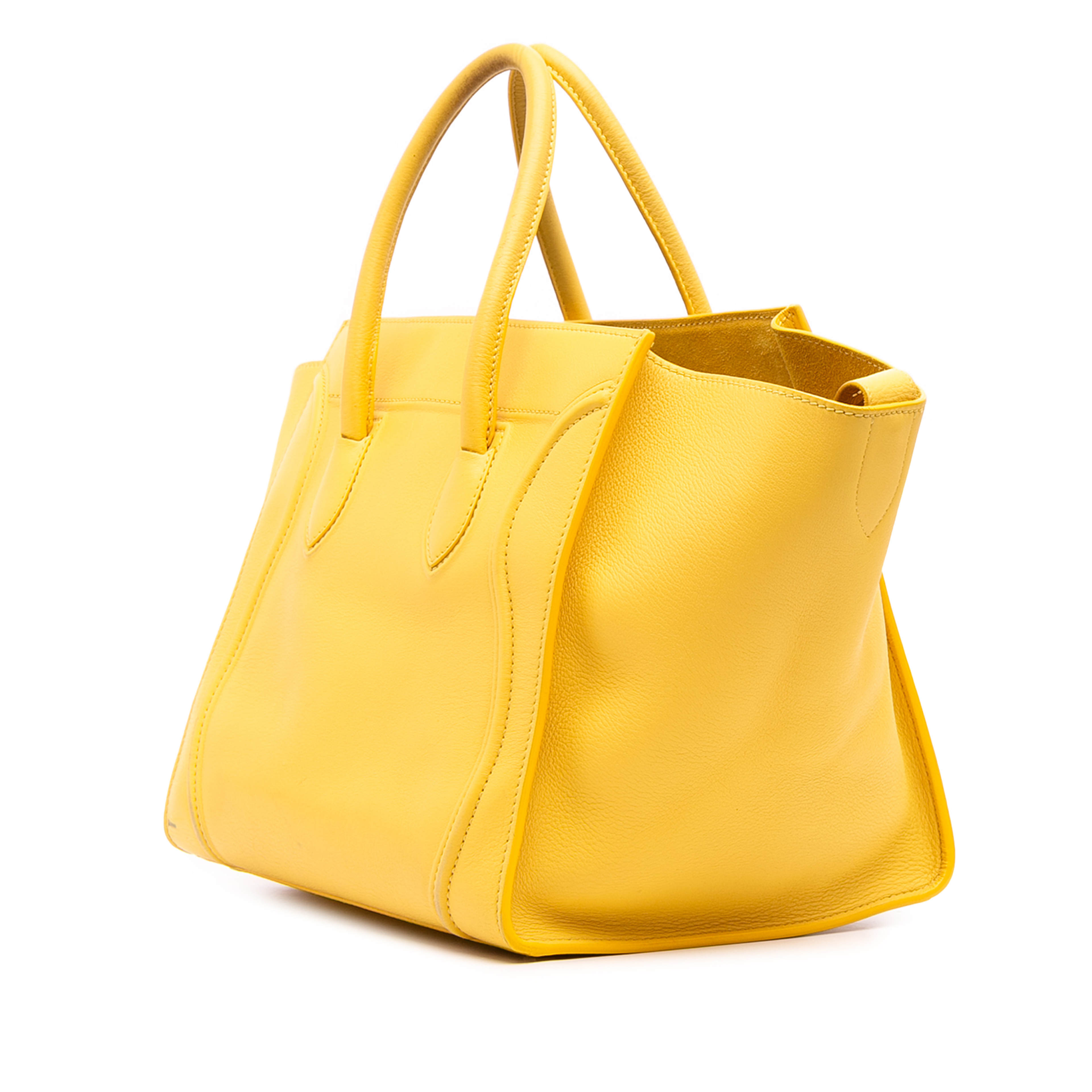 Celine Medium Leather Phantom Luggage Tote, från Luxclusif, i färgen yellow. Klicka för att öppna bilden i stort format