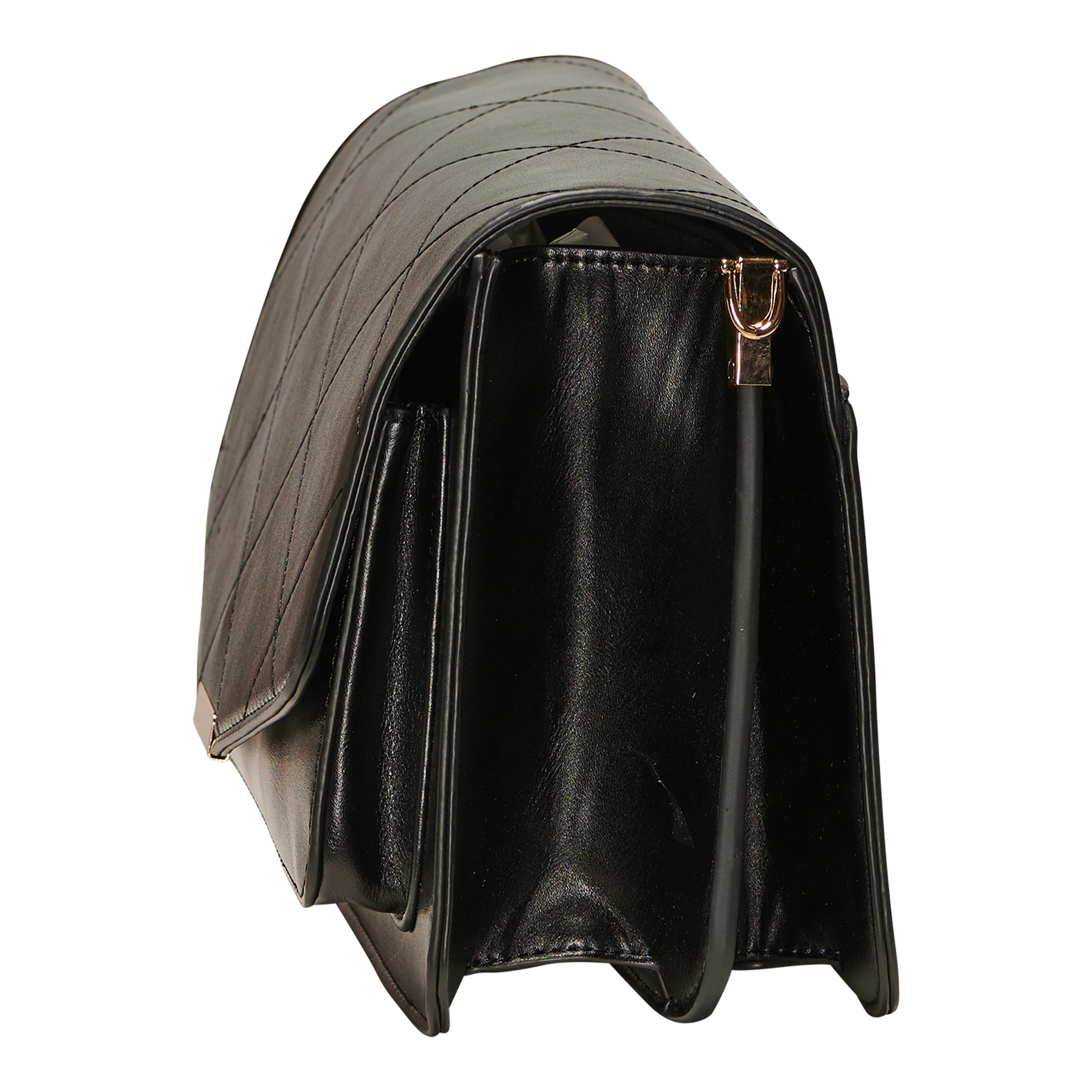 Blanca Multi Compartment Bag - Black Leather Look