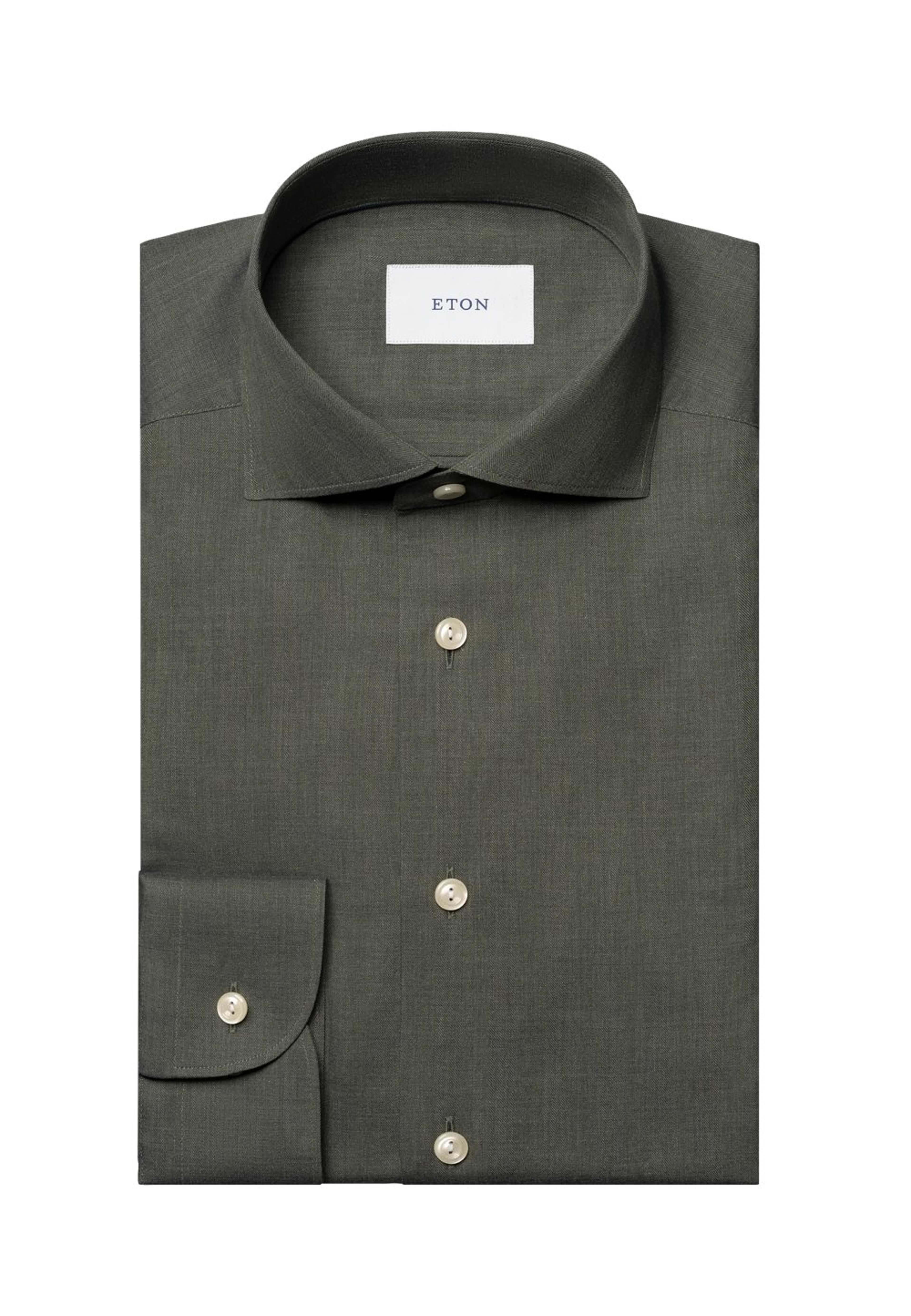 Skjorta I Signature Flanell Slim Fit, från Eton, i färgen dark green. Klicka för att öppna bilden i stort format