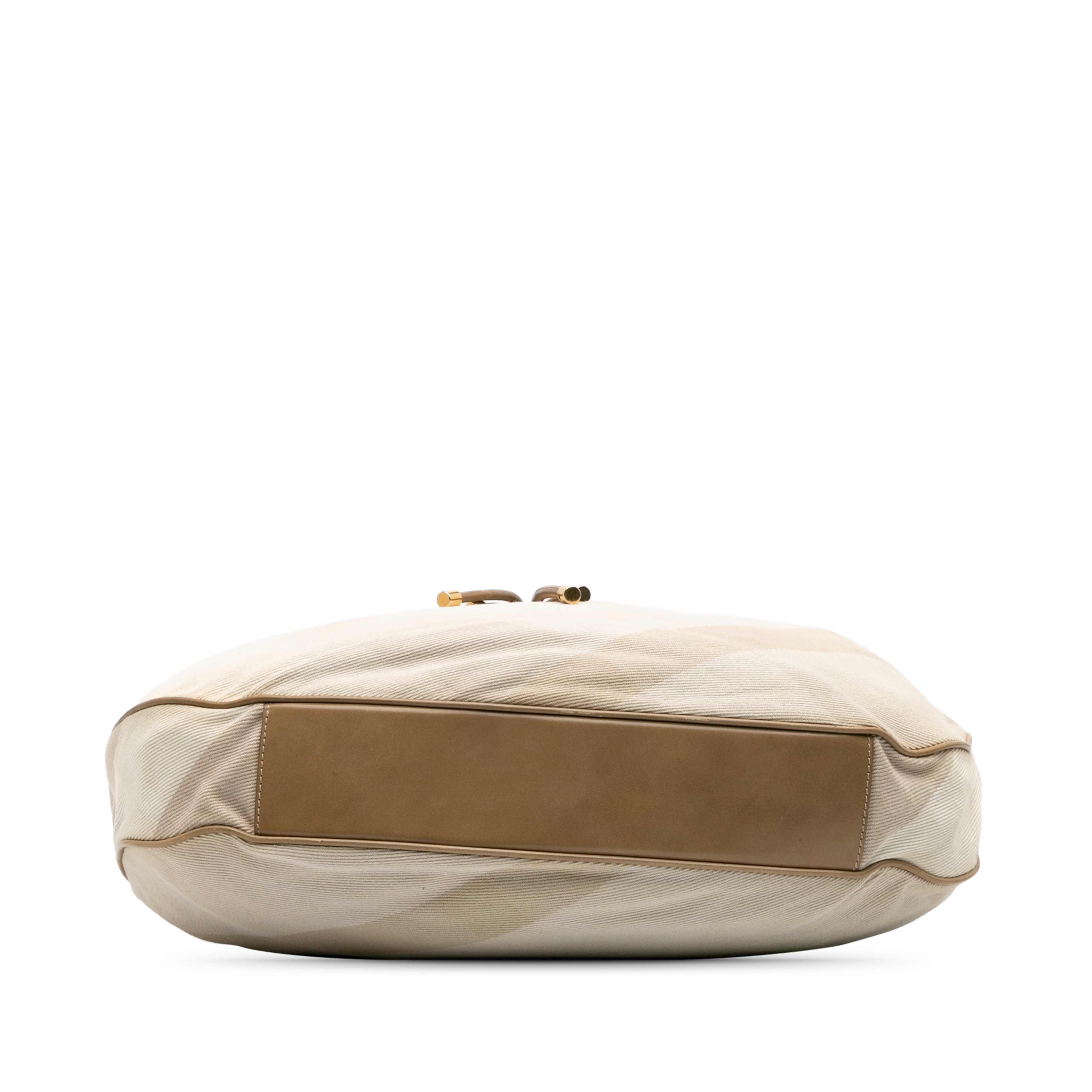 Burberry Small Leather And Mega Nova Check Canvas Warrior Hobo