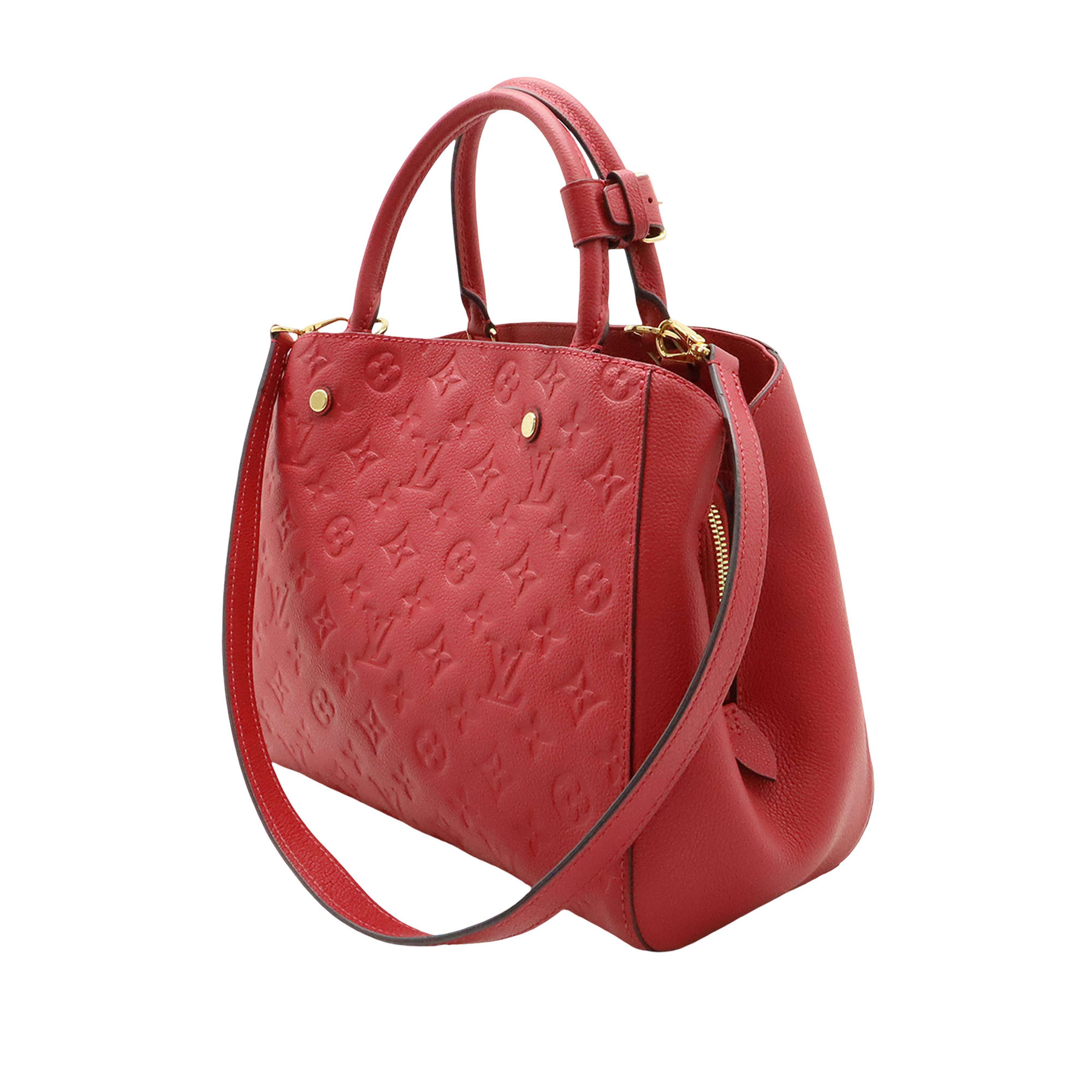 Louis Vuitton Monogram Empreinte Montaigne Mm, från Luxclusif, i färgen röd. Klicka för att öppna bilden i stort format