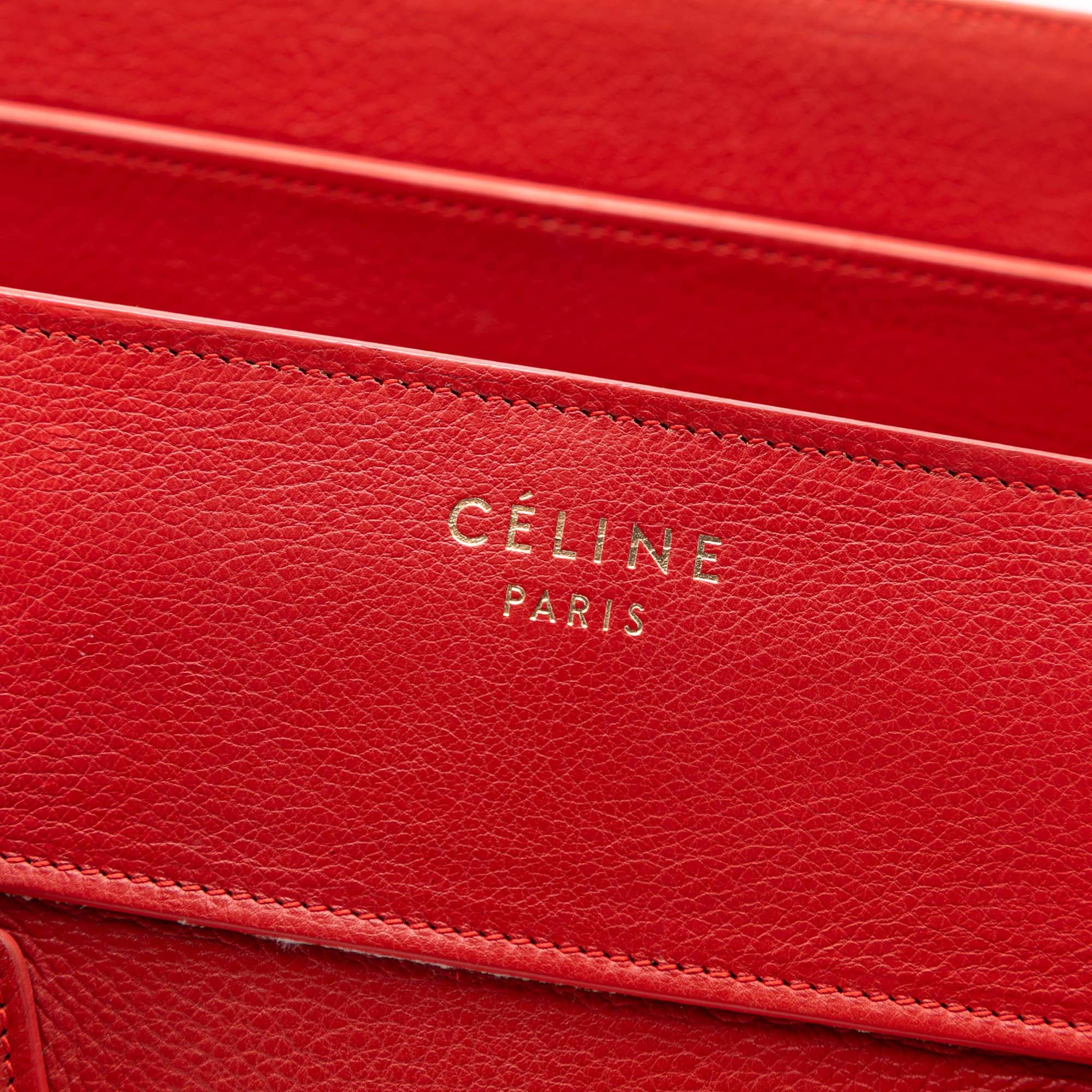 Celine Mini Leather Luggage Tote, från Luxclusif, i färgen dark orange. Klicka för att öppna bilden i stort format