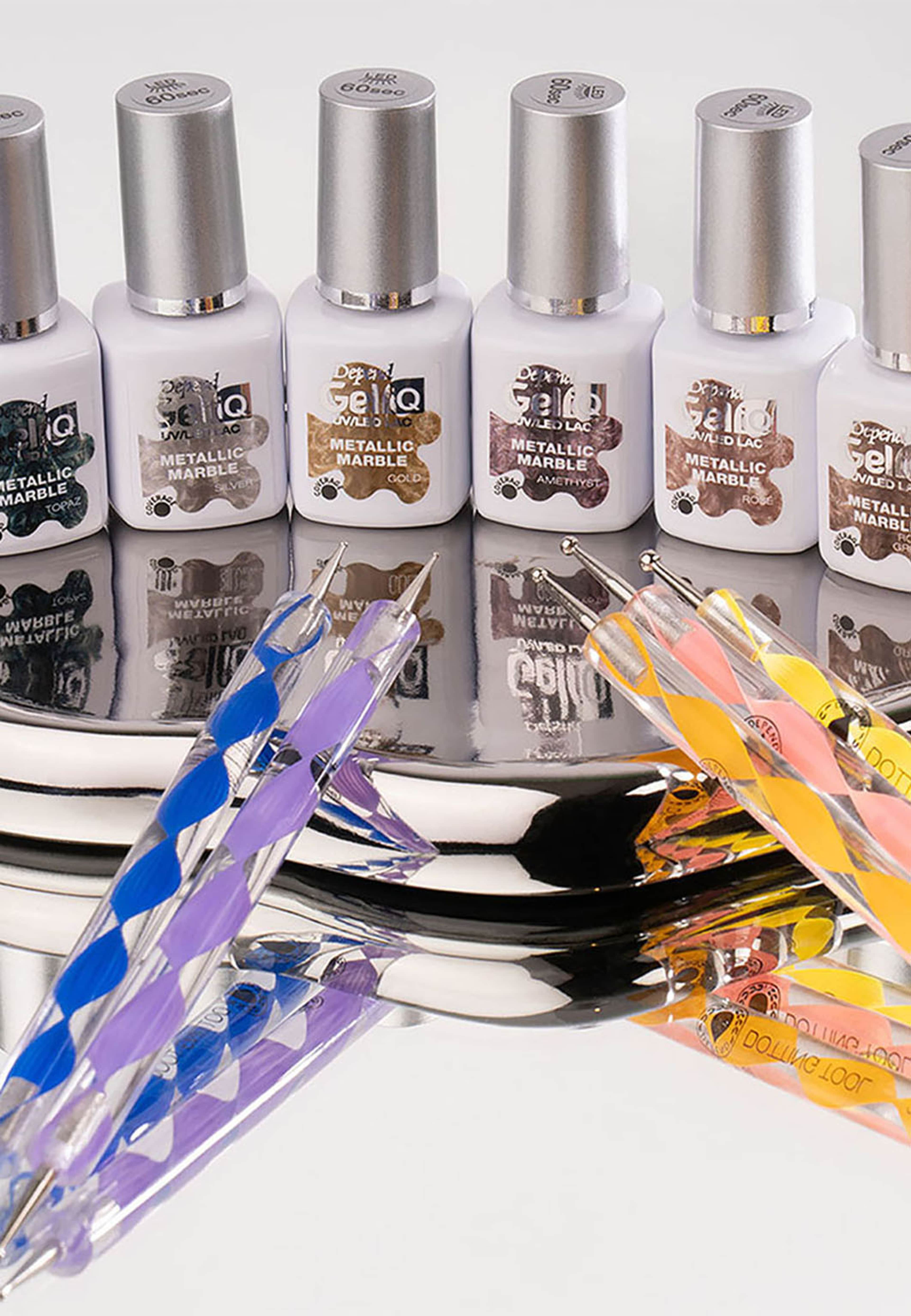 Gel iQ Effect Metallic Marble, från Depend, i färgen Aquamarine. Klicka för att öppna bilden i stort format