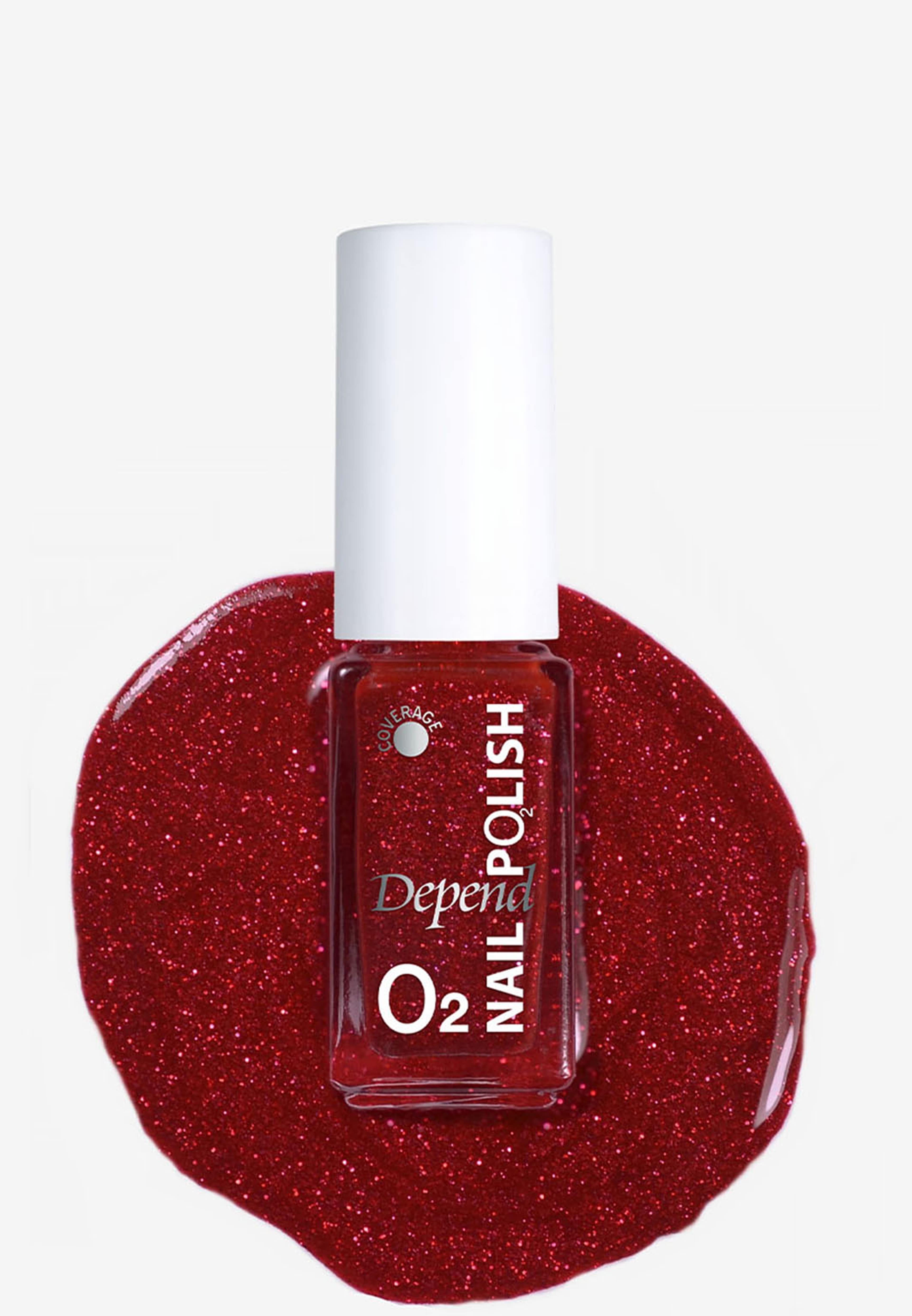 O2 minilack - Yuletide Glow, från Depend, i färgen Candy Cane. Klicka för att öppna bilden i stort format