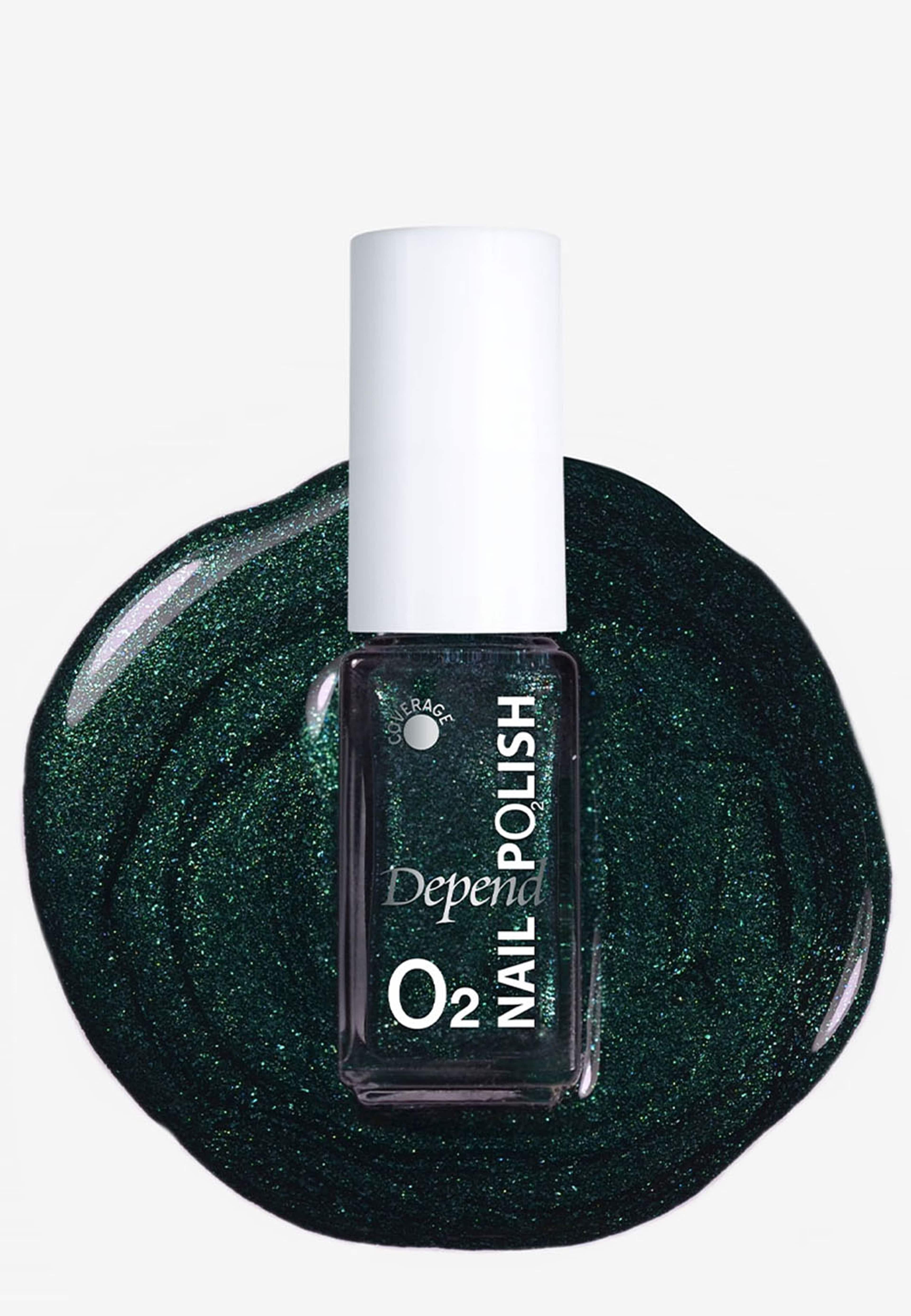 O2 minilack - Yuletide Glow, från Depend, i färgen Evergreen. Klicka för att öppna bilden i stort format