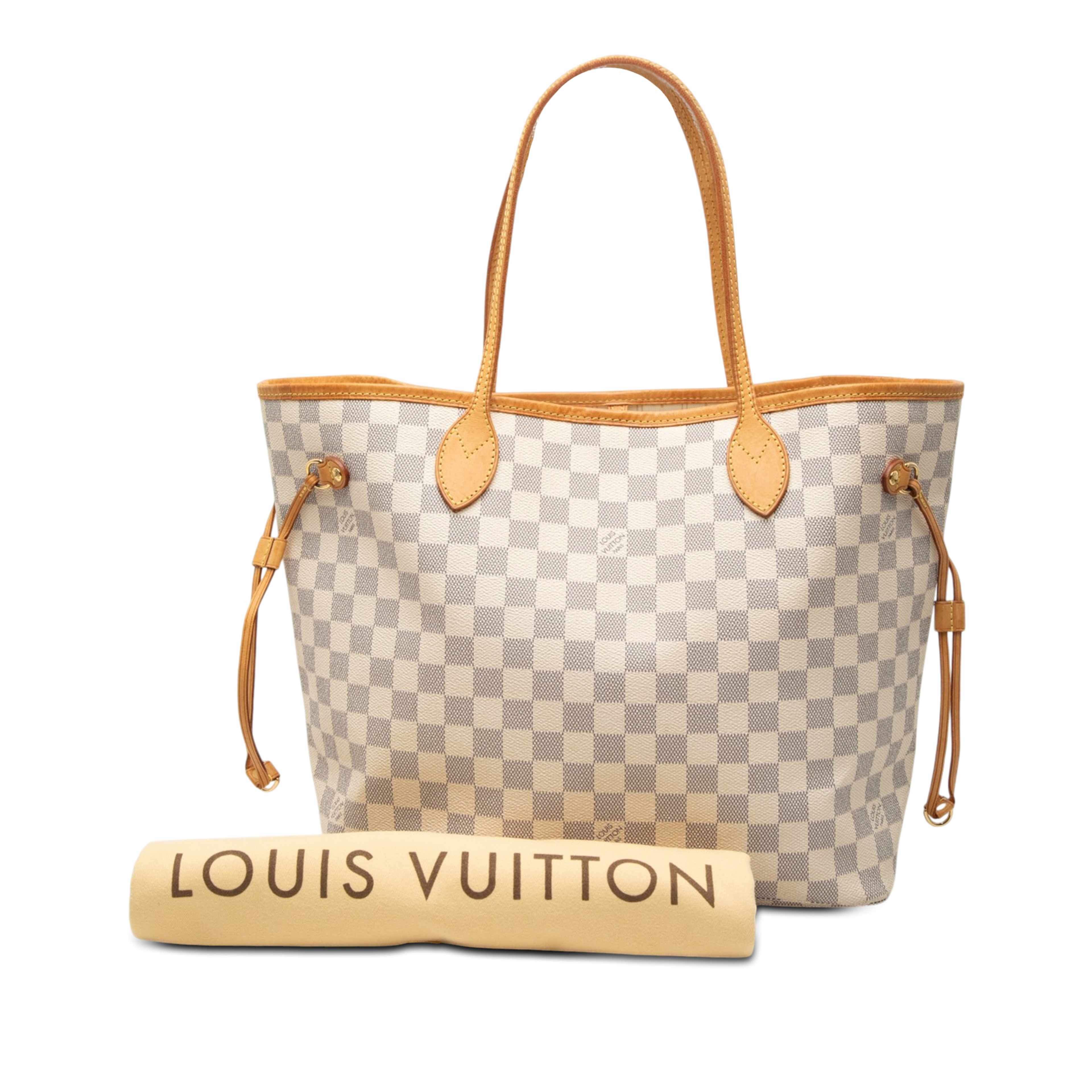 Louis Vuitton Damier Azur Neverfull Mm, från Luxclusif, i färgen vit. Klicka för att öppna bilden i stort format
