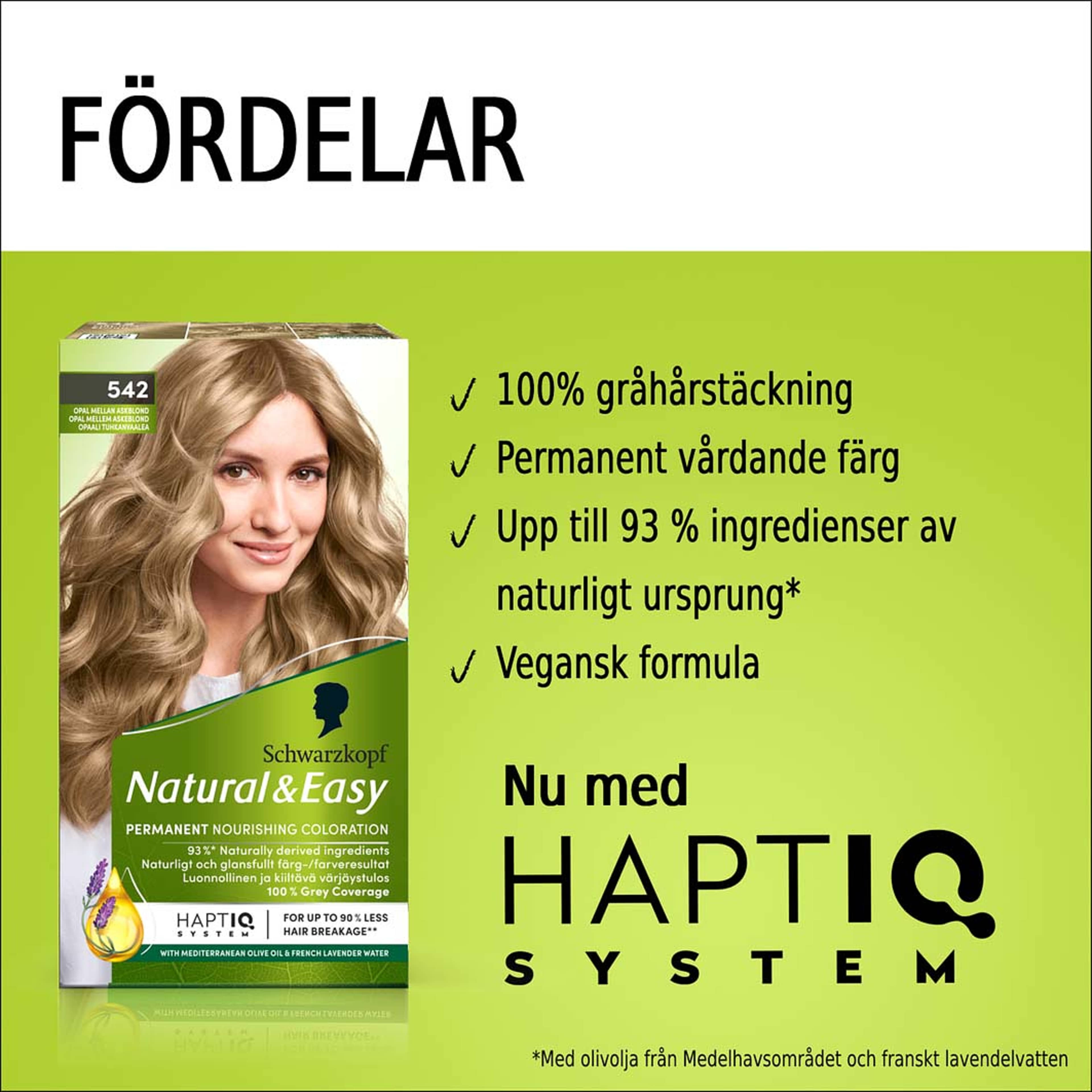 Natural & Easy 542 Opal Mellan Askblond, från Schwarzkopf, i färgen Opal Mellan Askblond. Klicka för att öppna bilden i stort format