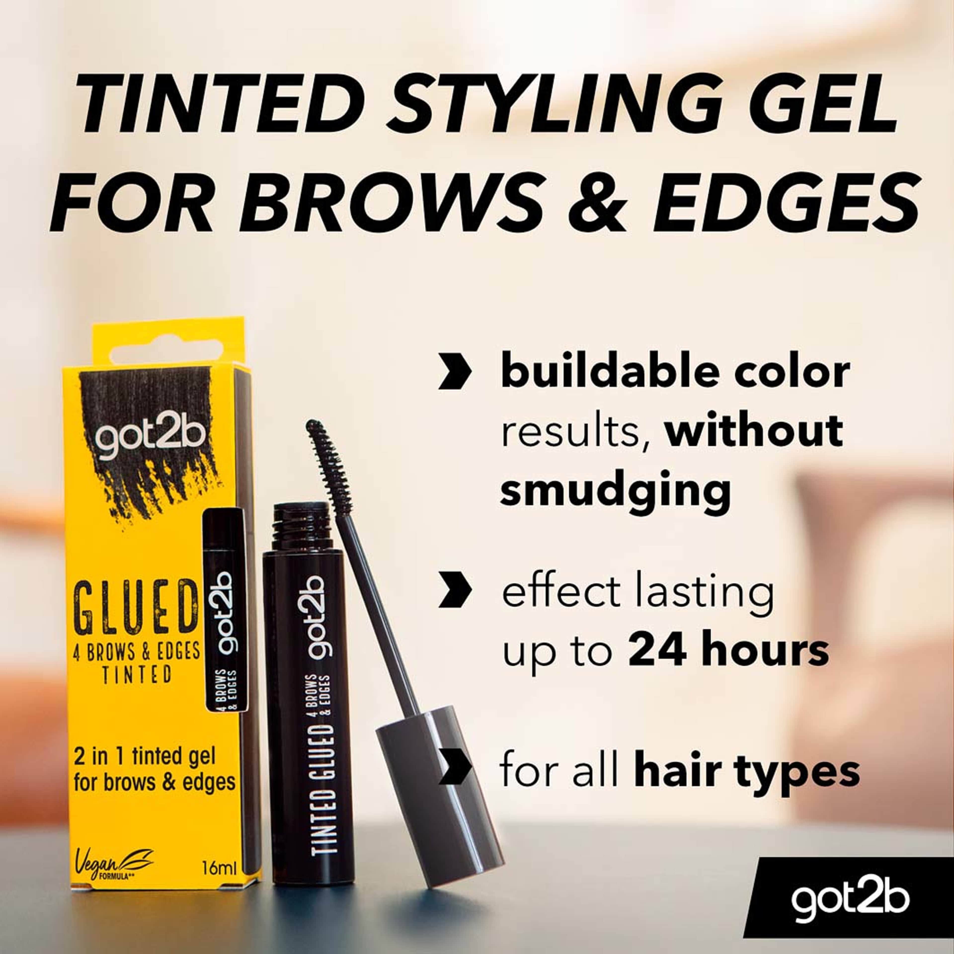 Got2B Glued 4 Brows & Edges Tinted Gel 2 i 1, från Got2B, i färgen Black. Klicka för att öppna bilden i stort format