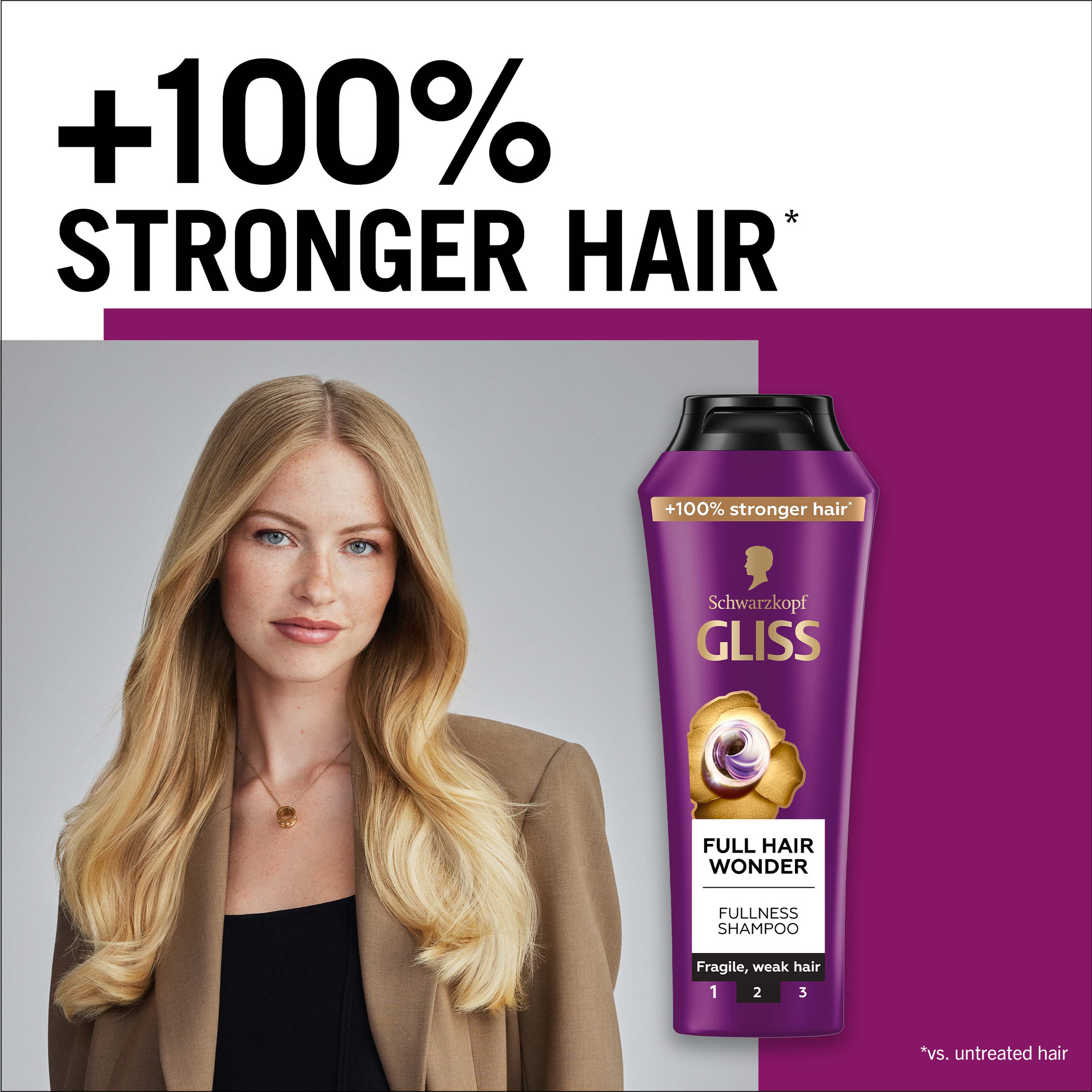 Full Hair Wonder Shampoo, från GLISS. Klicka för att öppna bilden i stort format