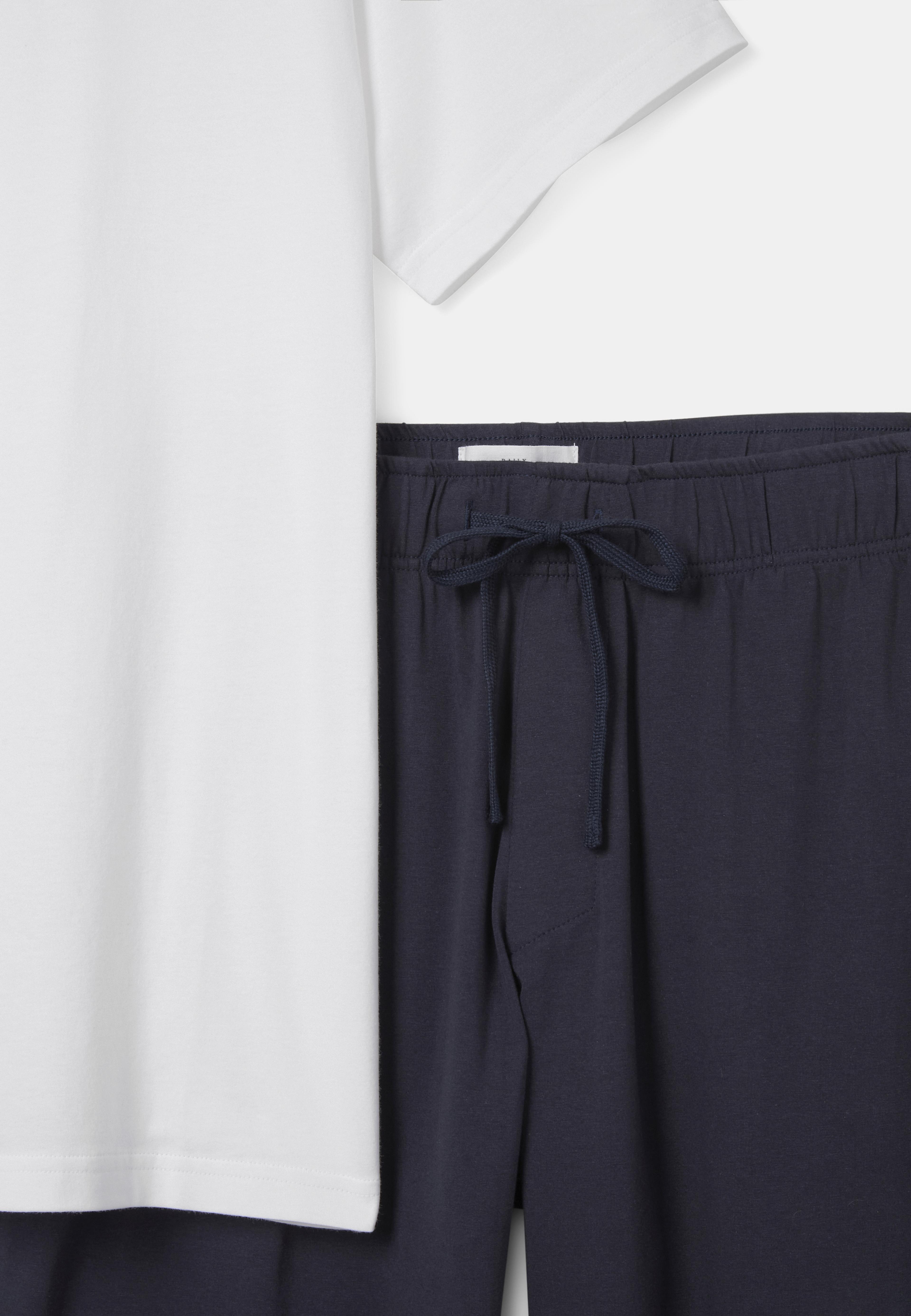 Pyjamas Pyjama Set, från Bread & Boxers, i färgen White + Dark Navy. Klicka för att öppna bilden i stort format
