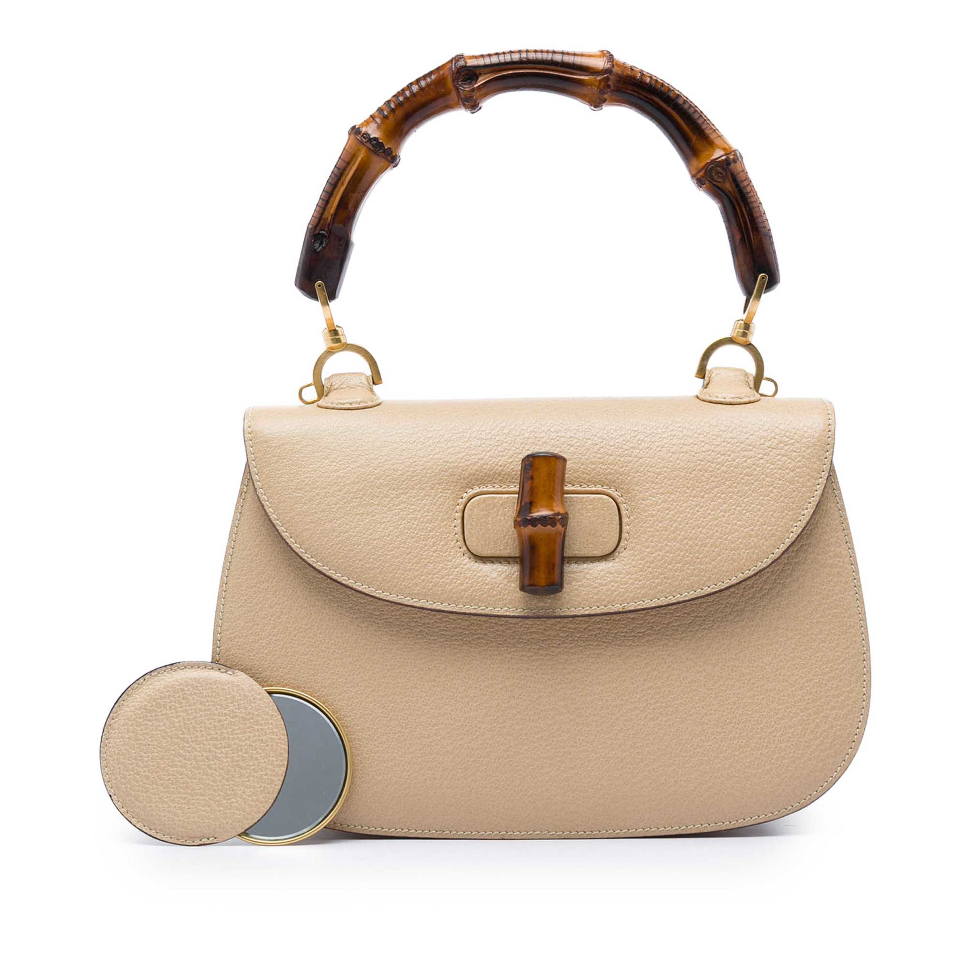 Gucci Grained Calfskin Bamboo Night, från Luxclusif, i färgen beige. Klicka för att öppna bilden i stort format