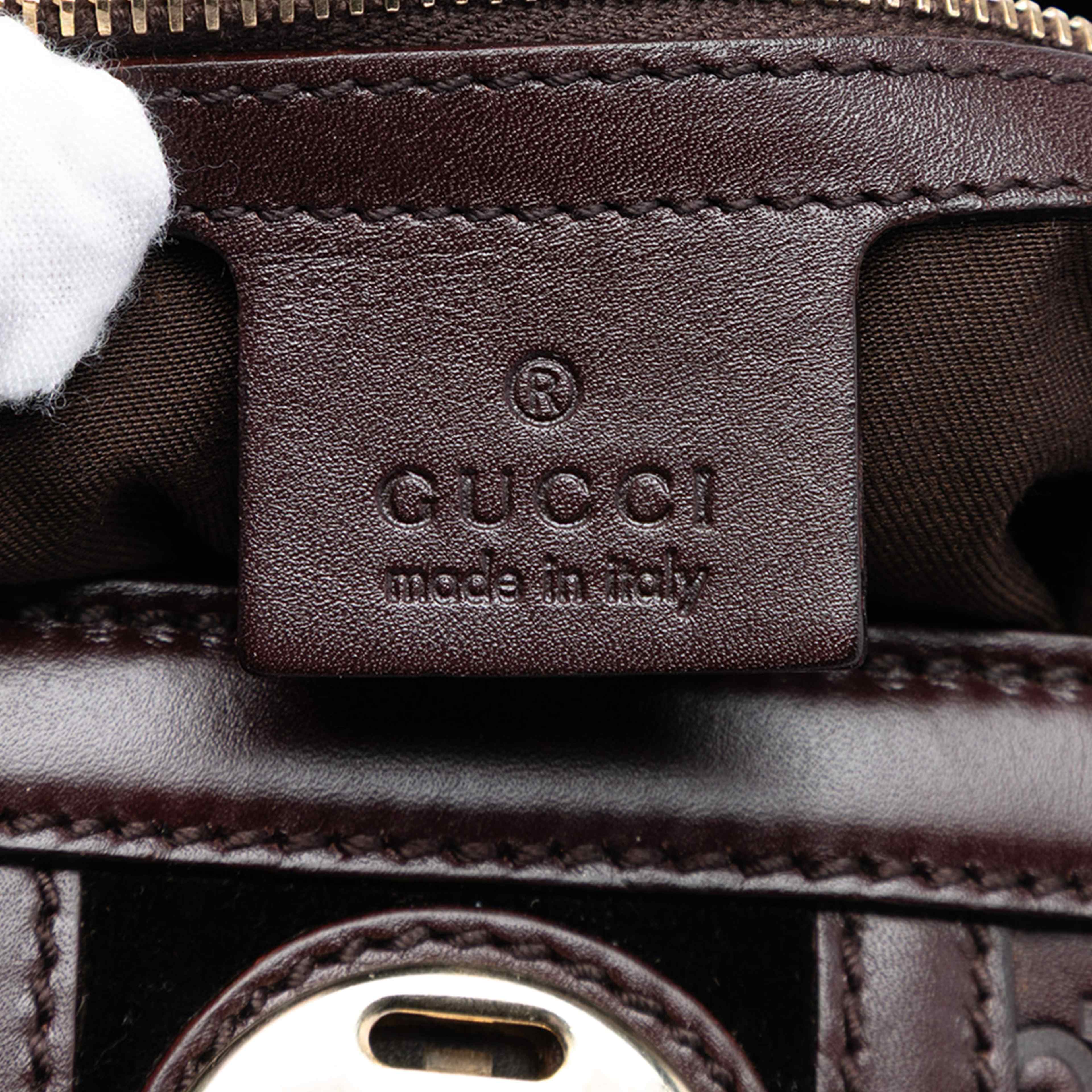 Gucci Guccissima Treasure Handbag, från Luxclusif, i färgen dark brown. Klicka för att öppna bilden i stort format