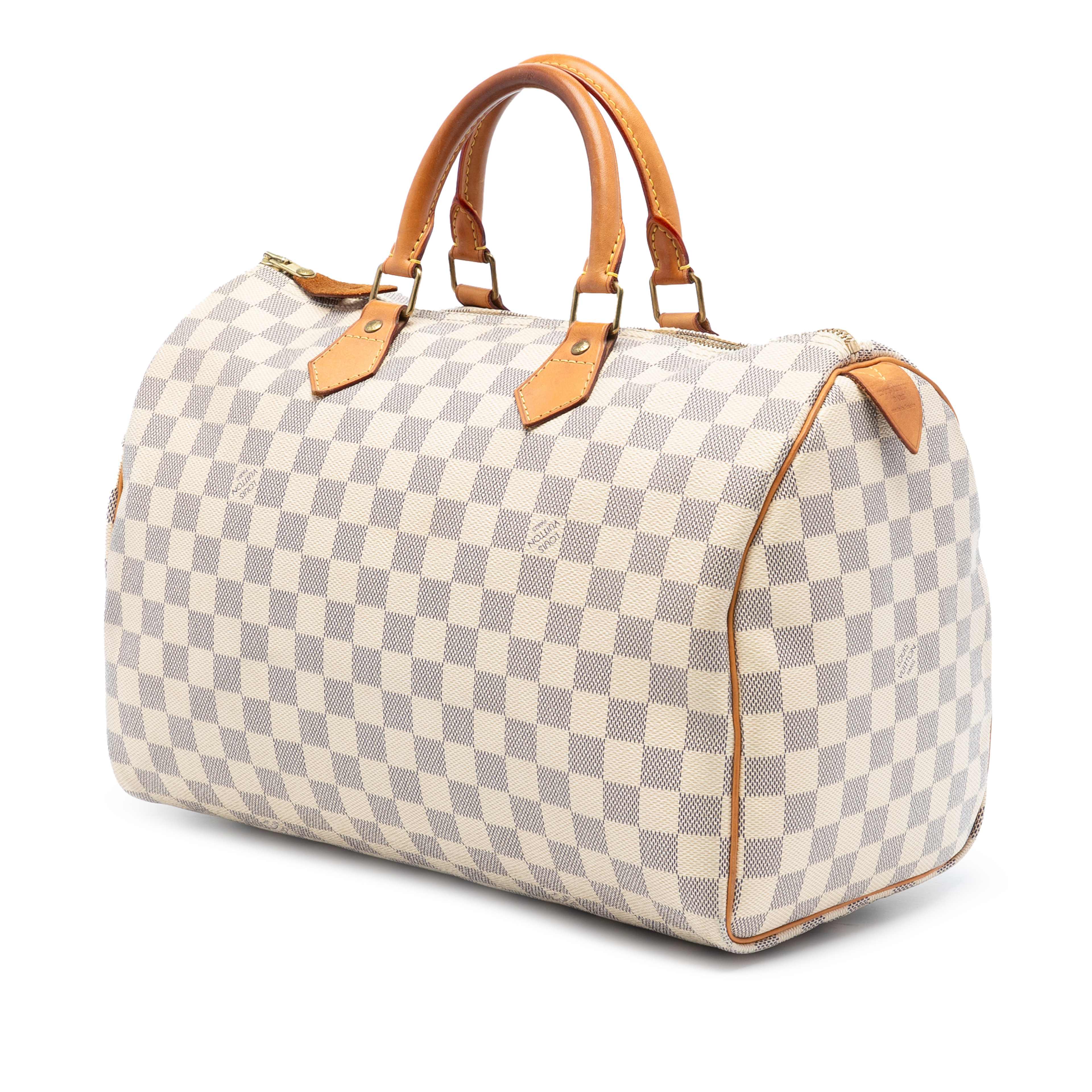 Louis Vuitton Damier Azur Speedy 35, från Luxclusif, i färgen white. Klicka för att öppna bilden i stort format