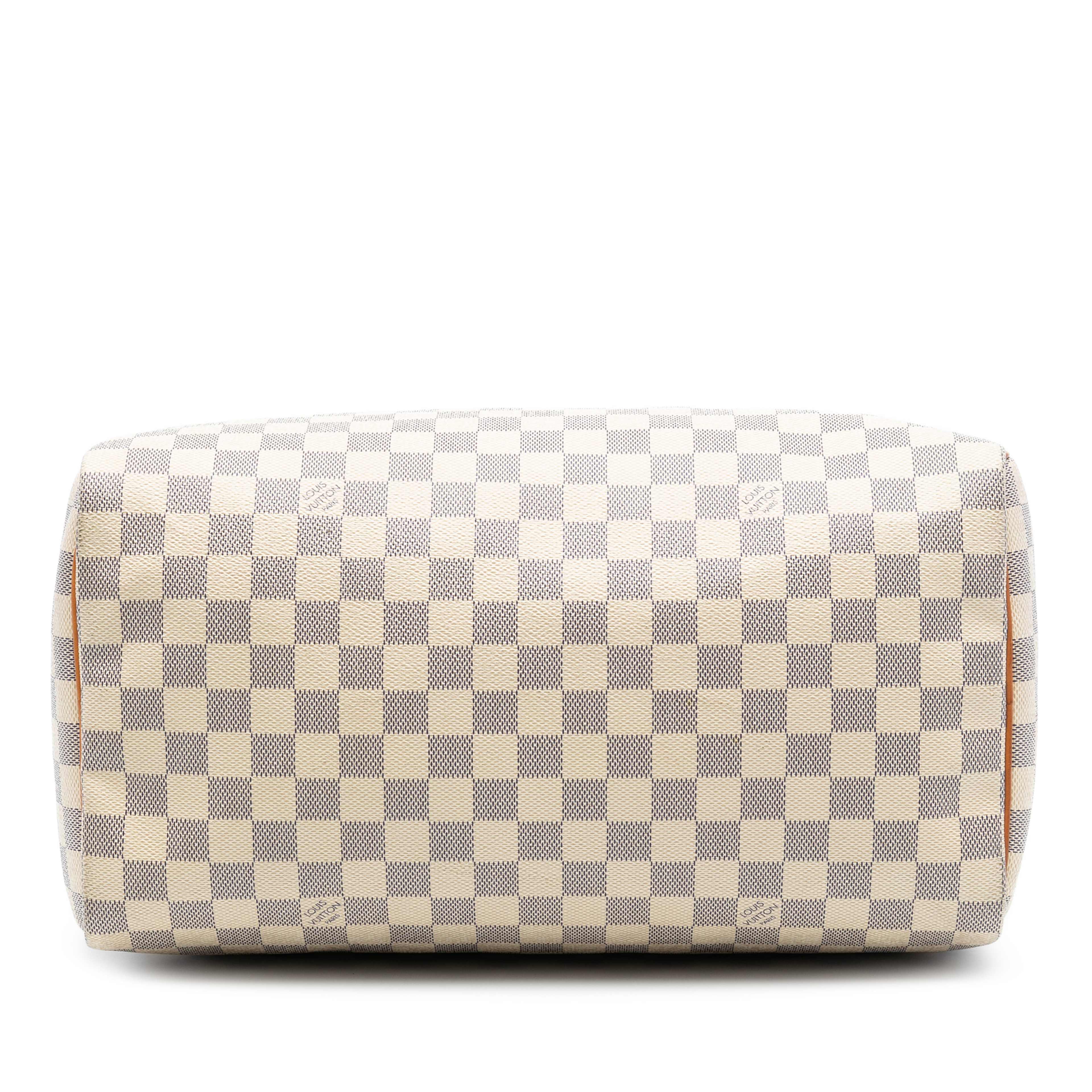 Louis Vuitton Damier Azur Speedy 35, från Luxclusif, i färgen white. Klicka för att öppna bilden i stort format
