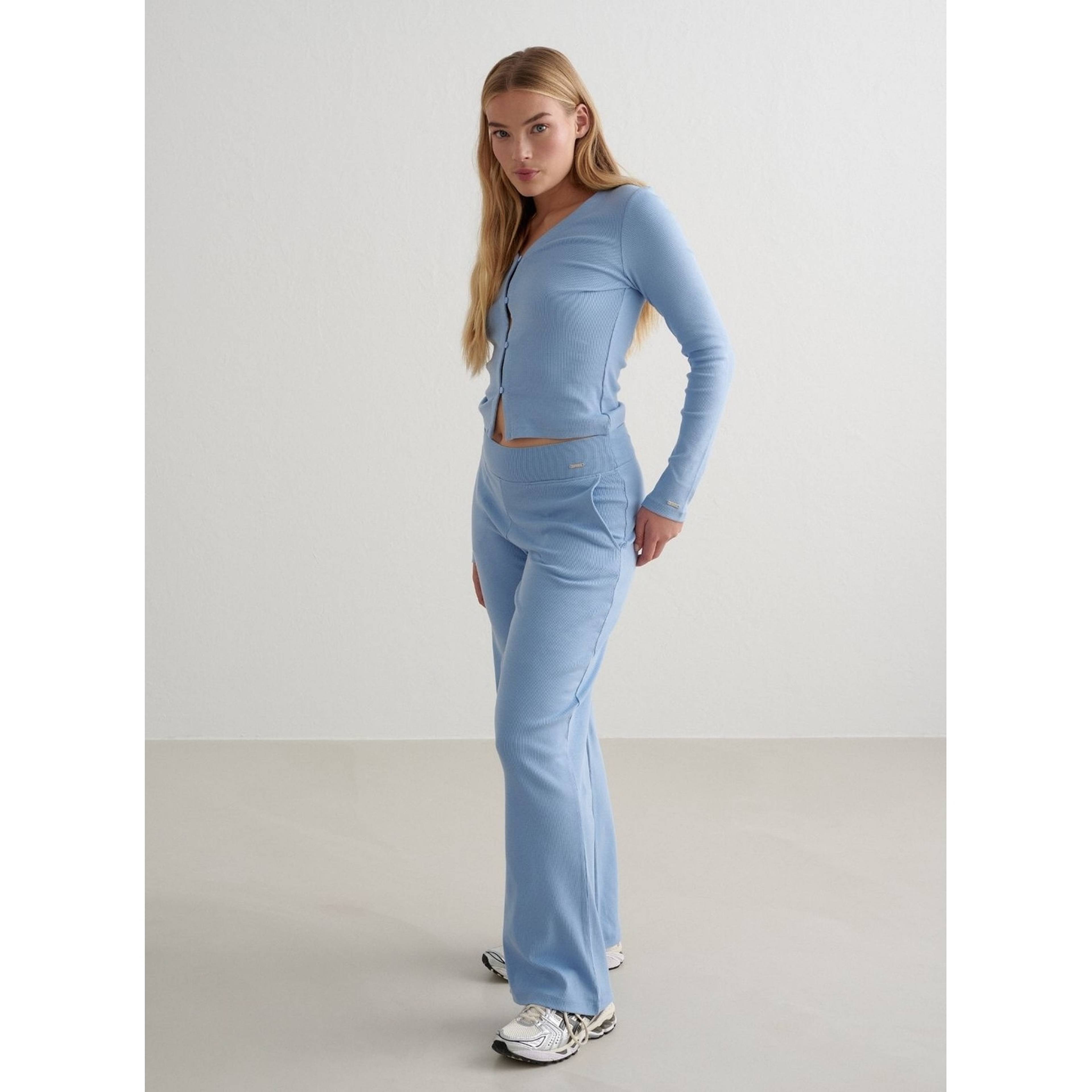 Blue Mist Ease Ribbed Wide Pants