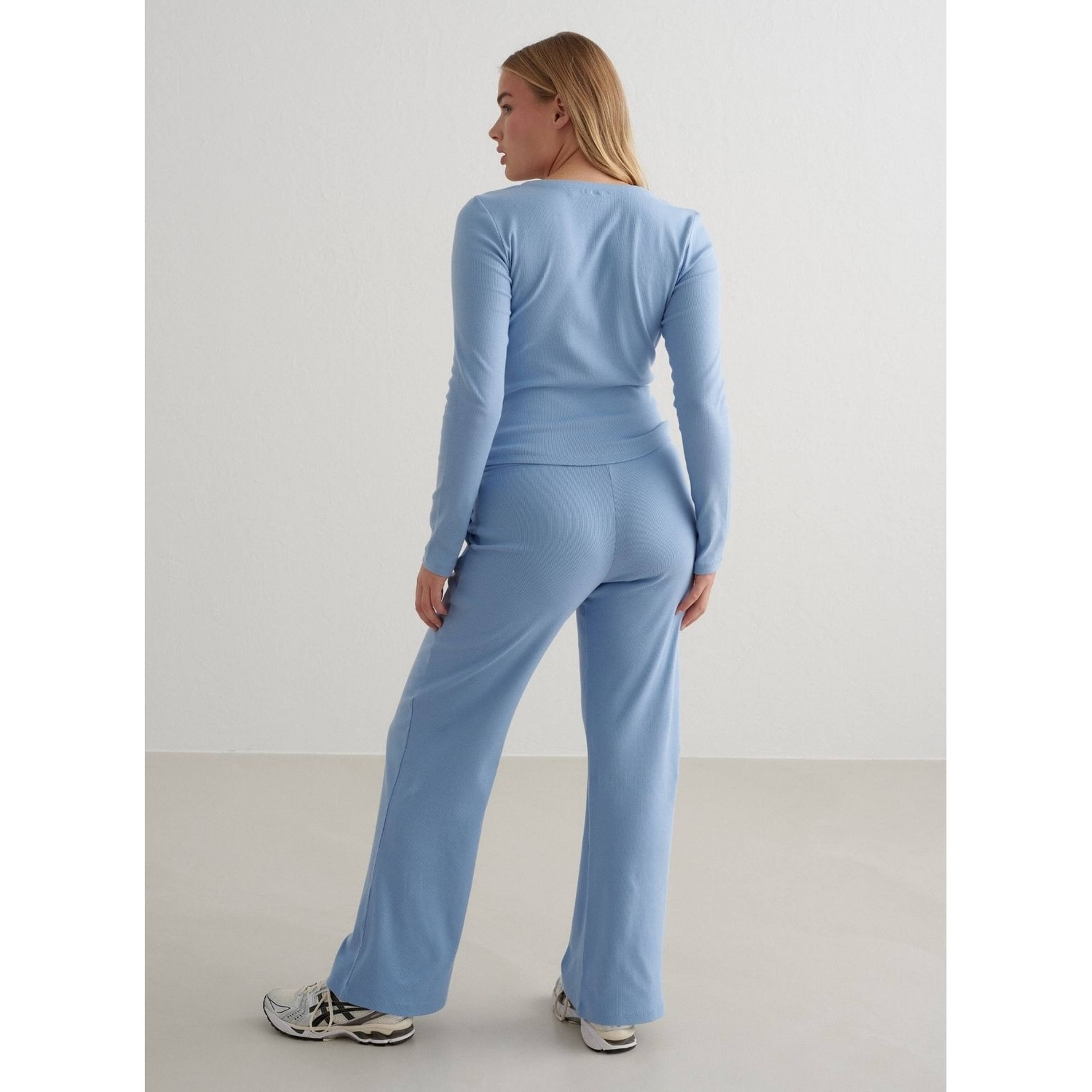 Blue Mist Ease Ribbed Wide Pants