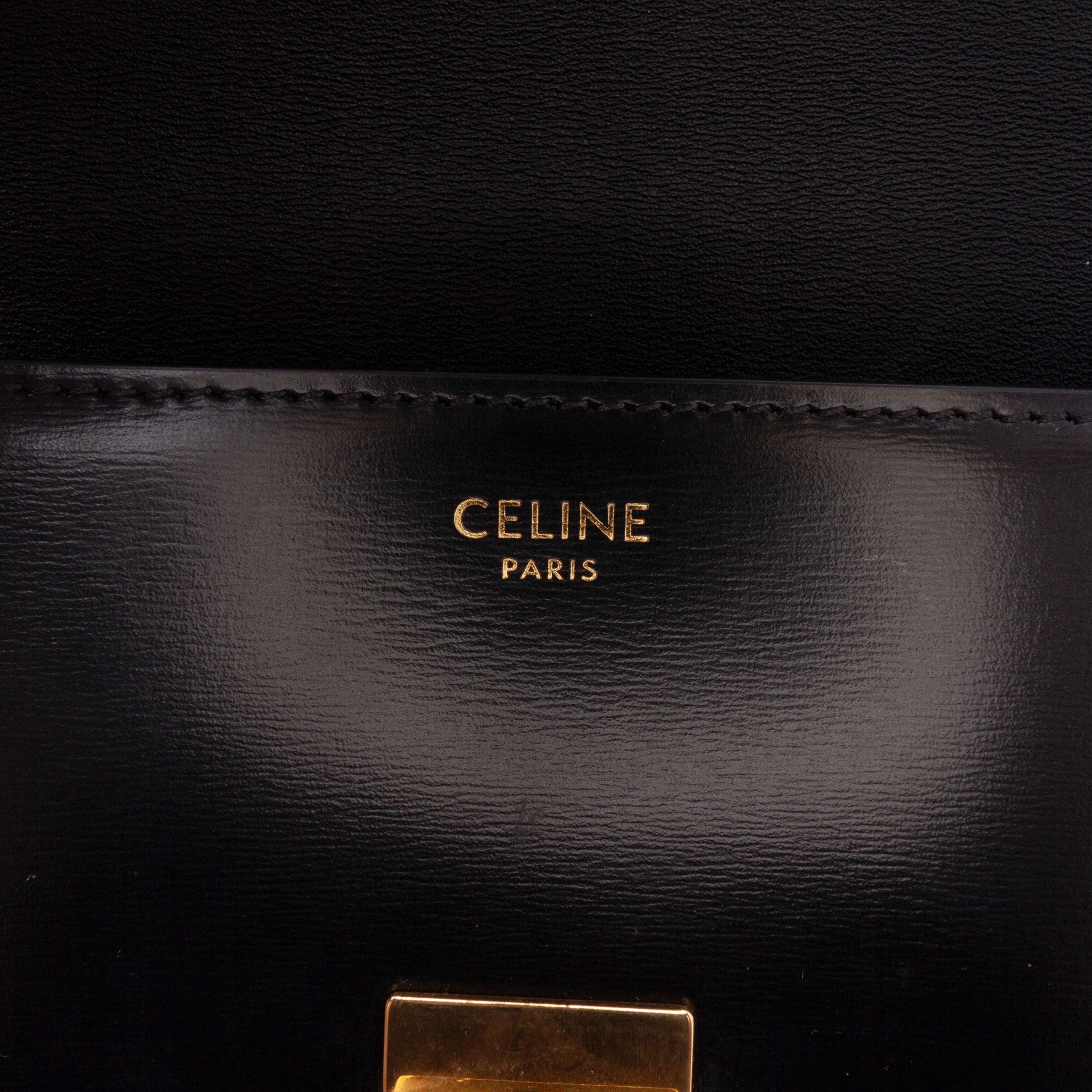 Celine Shiny Calfskin Claude Shoulder Bag, från Luxclusif, i färgen black.