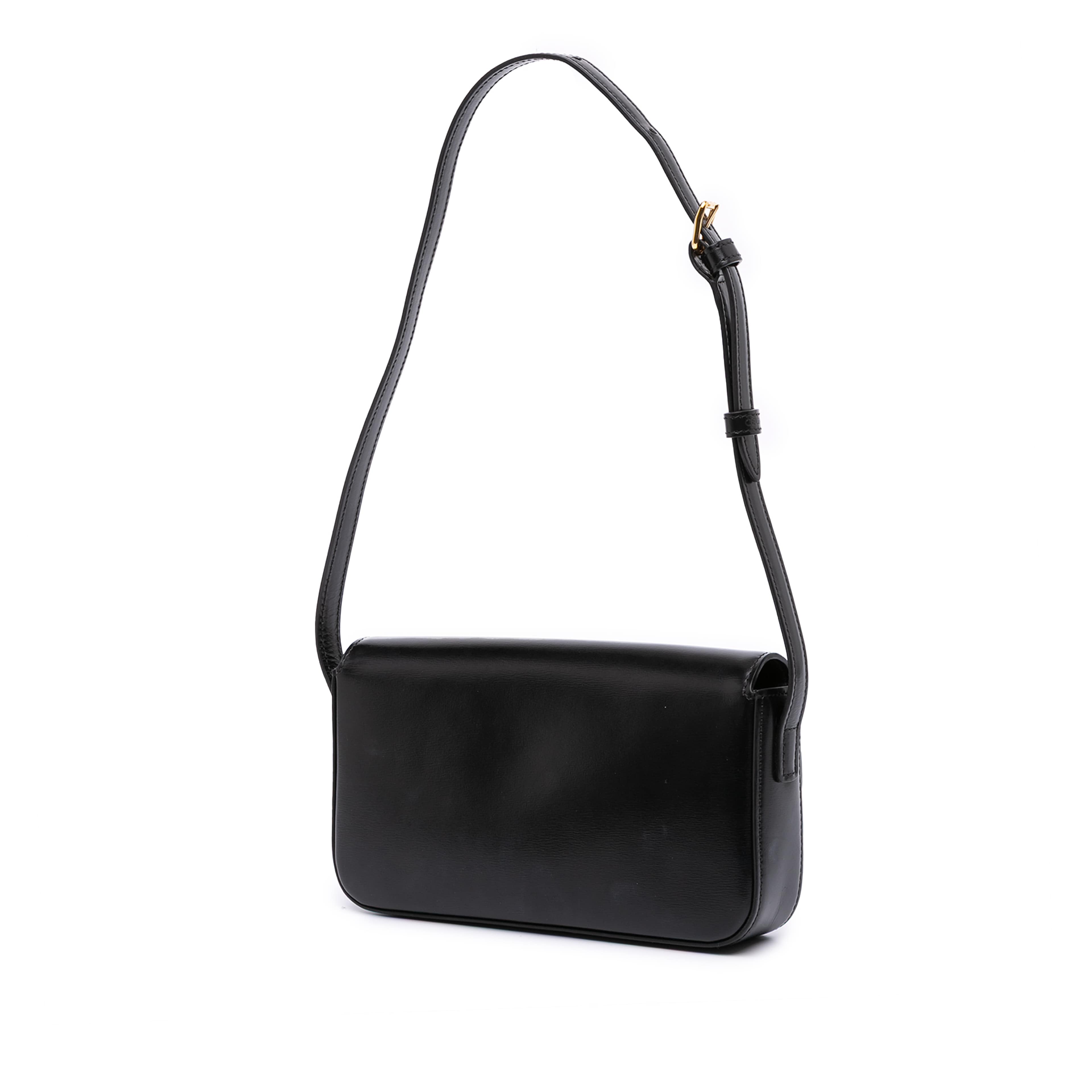 Celine Shiny Calfskin Claude Shoulder Bag, från Luxclusif, i färgen black.
